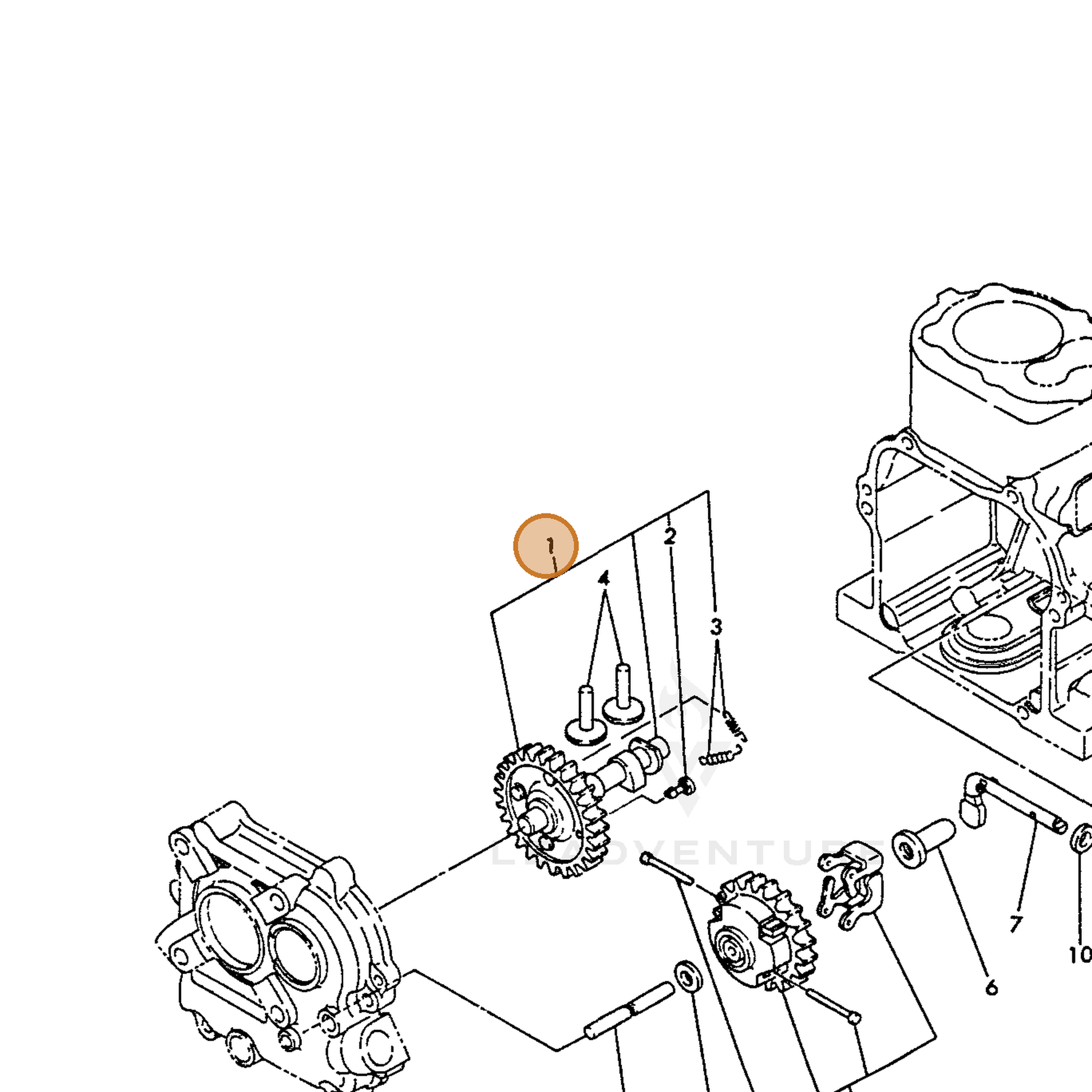 ECHO part Y16066414100 — IPL diagram snippet (6x zoom, amber highlight)