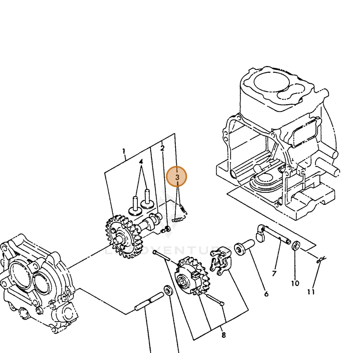 ECHO part Y16066414560 — IPL diagram snippet (6x zoom, amber highlight)