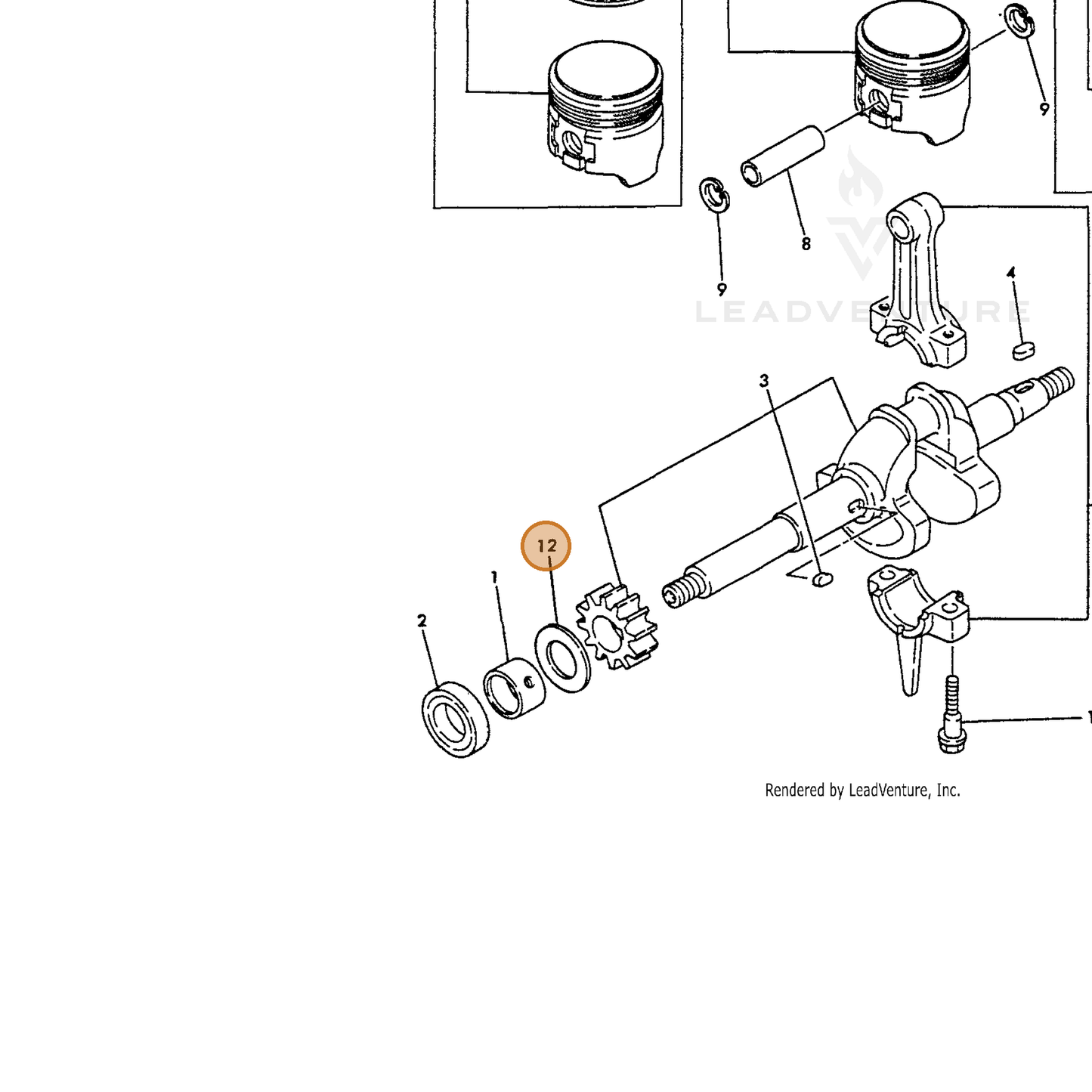 ECHO part Y16066421250 — IPL diagram snippet (6x zoom, amber highlight)
