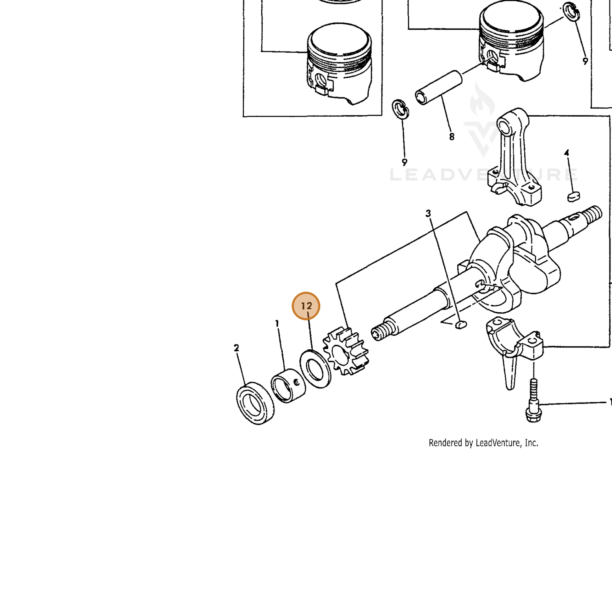 ECHO part Y16066421250 — IPL diagram snippet (6x zoom, amber highlight)