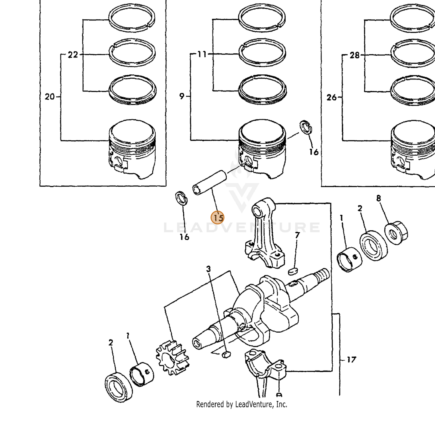 ECHO part Y16066422300 — IPL diagram snippet (6x zoom, amber highlight)