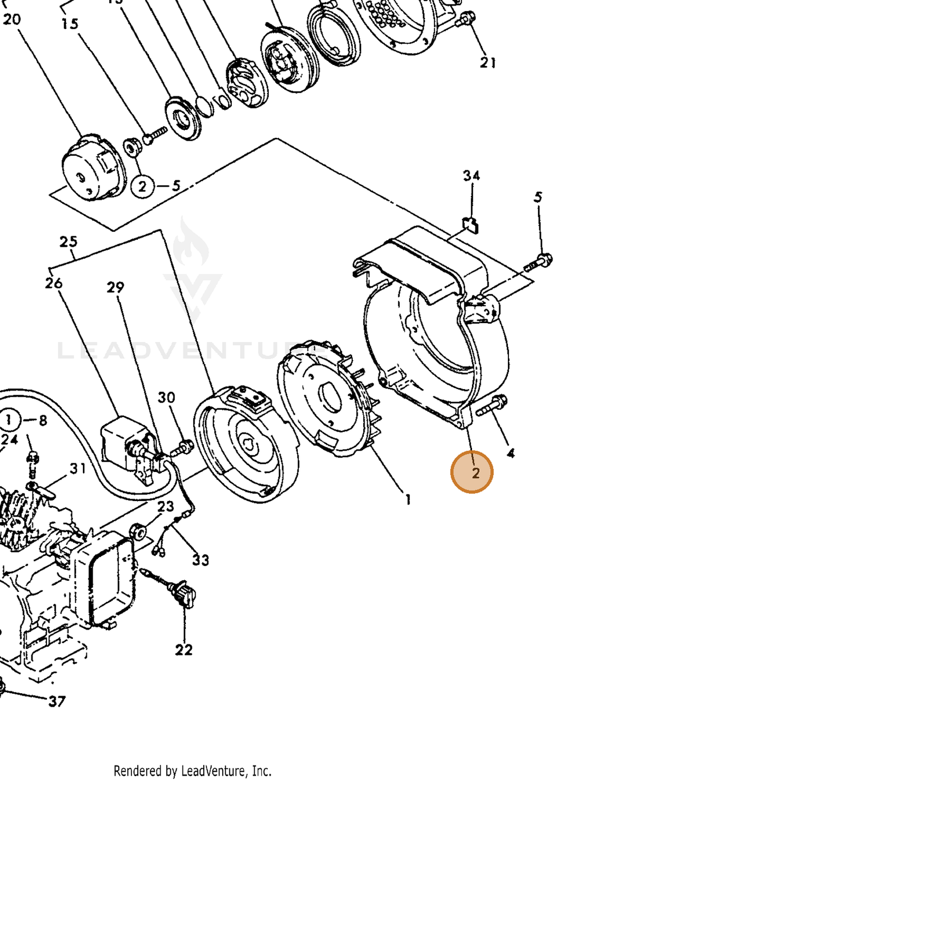 ECHO part Y16066445110 — IPL diagram snippet (6x zoom, amber highlight)