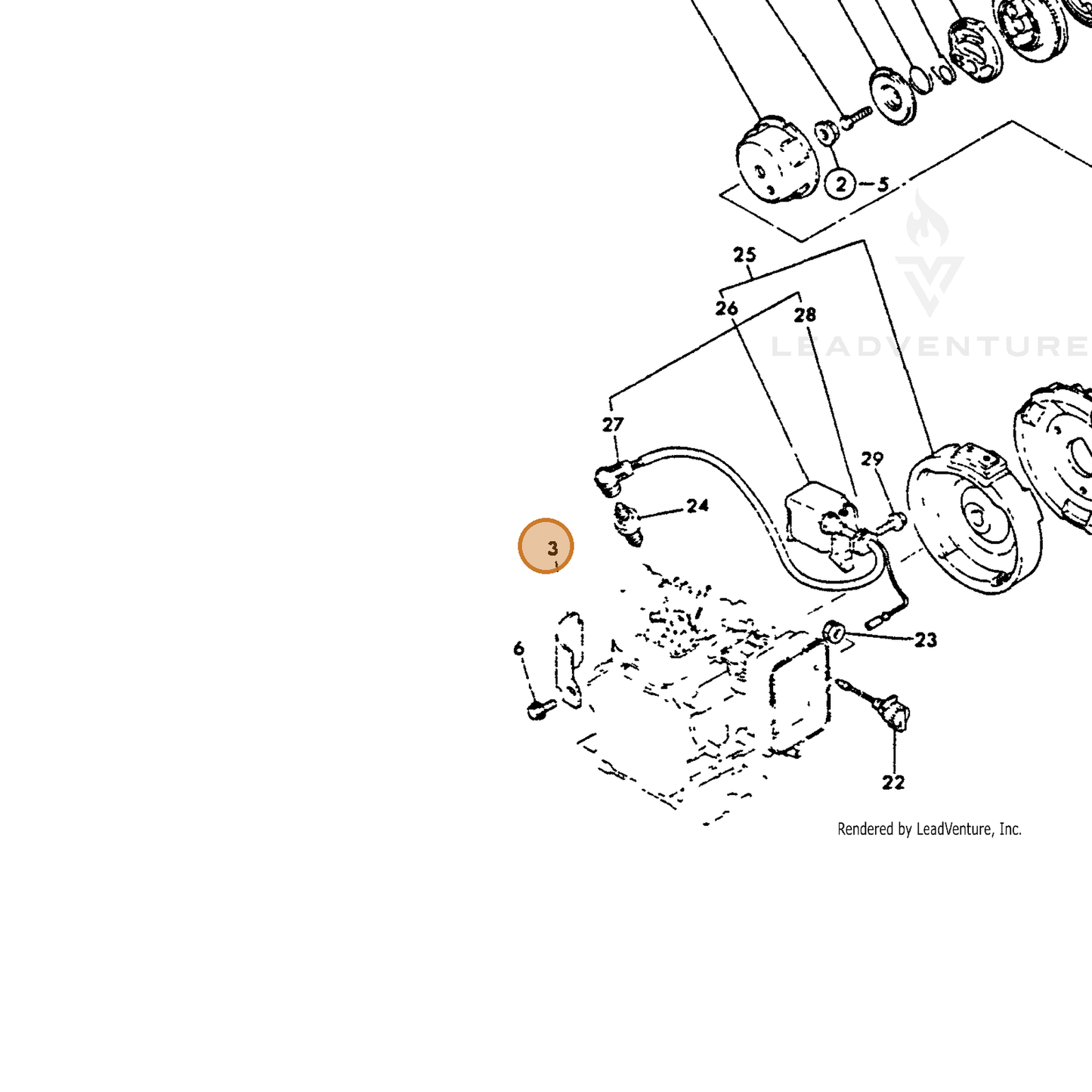 ECHO part Y16066445200 — IPL diagram snippet (6x zoom, amber highlight)
