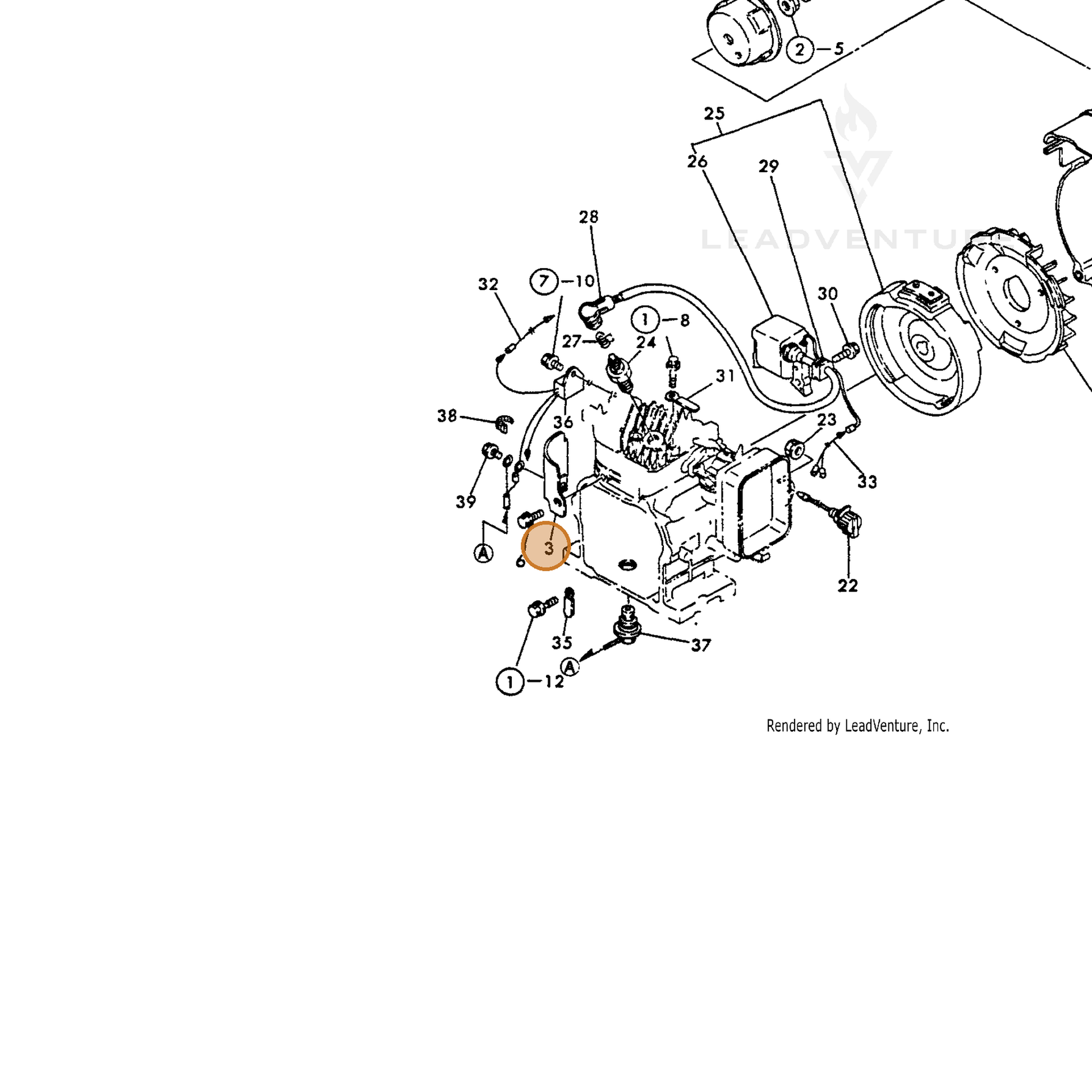 ECHO part Y16066445210 — IPL diagram snippet (6x zoom, amber highlight)