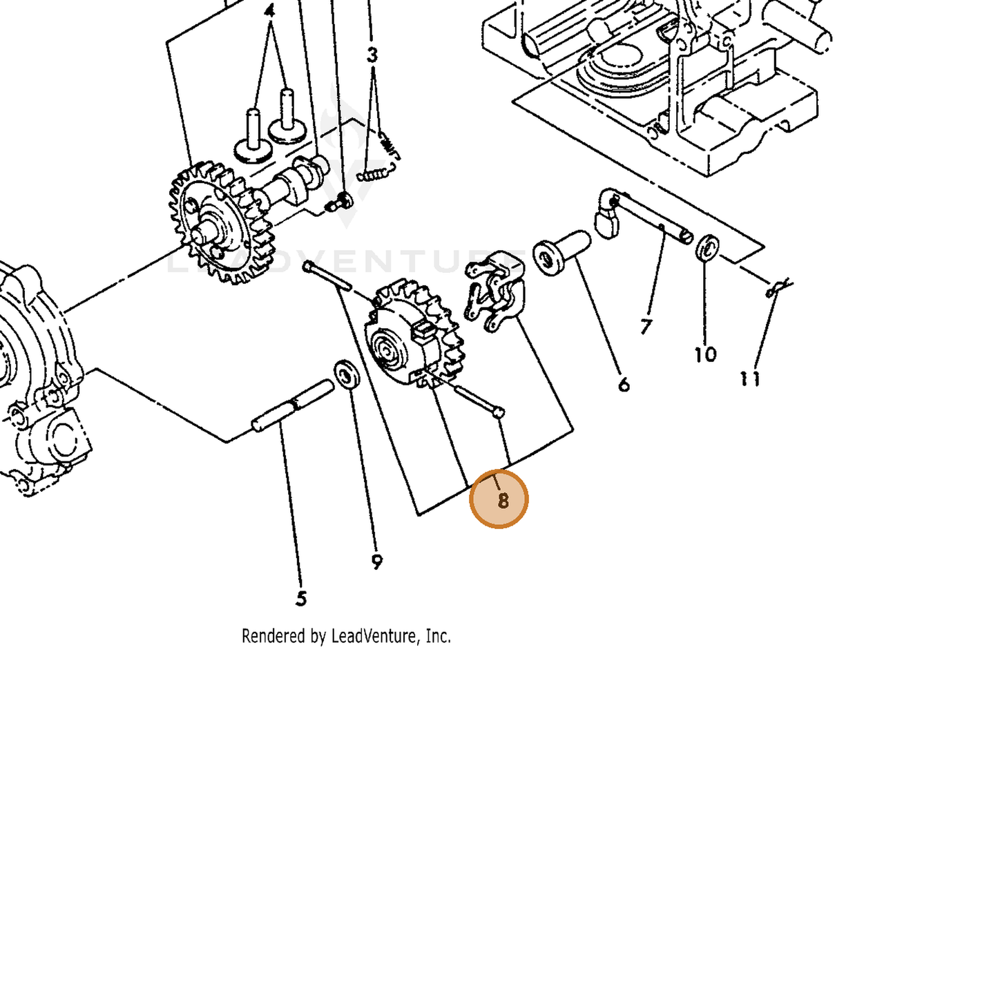 ECHO part Y16066461600 — IPL diagram snippet (6x zoom, amber highlight)