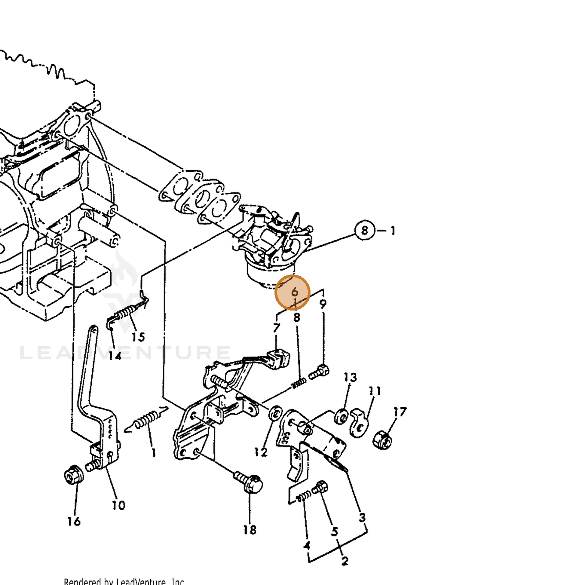 ECHO part Y16066466100 — IPL diagram snippet (6x zoom, amber highlight)