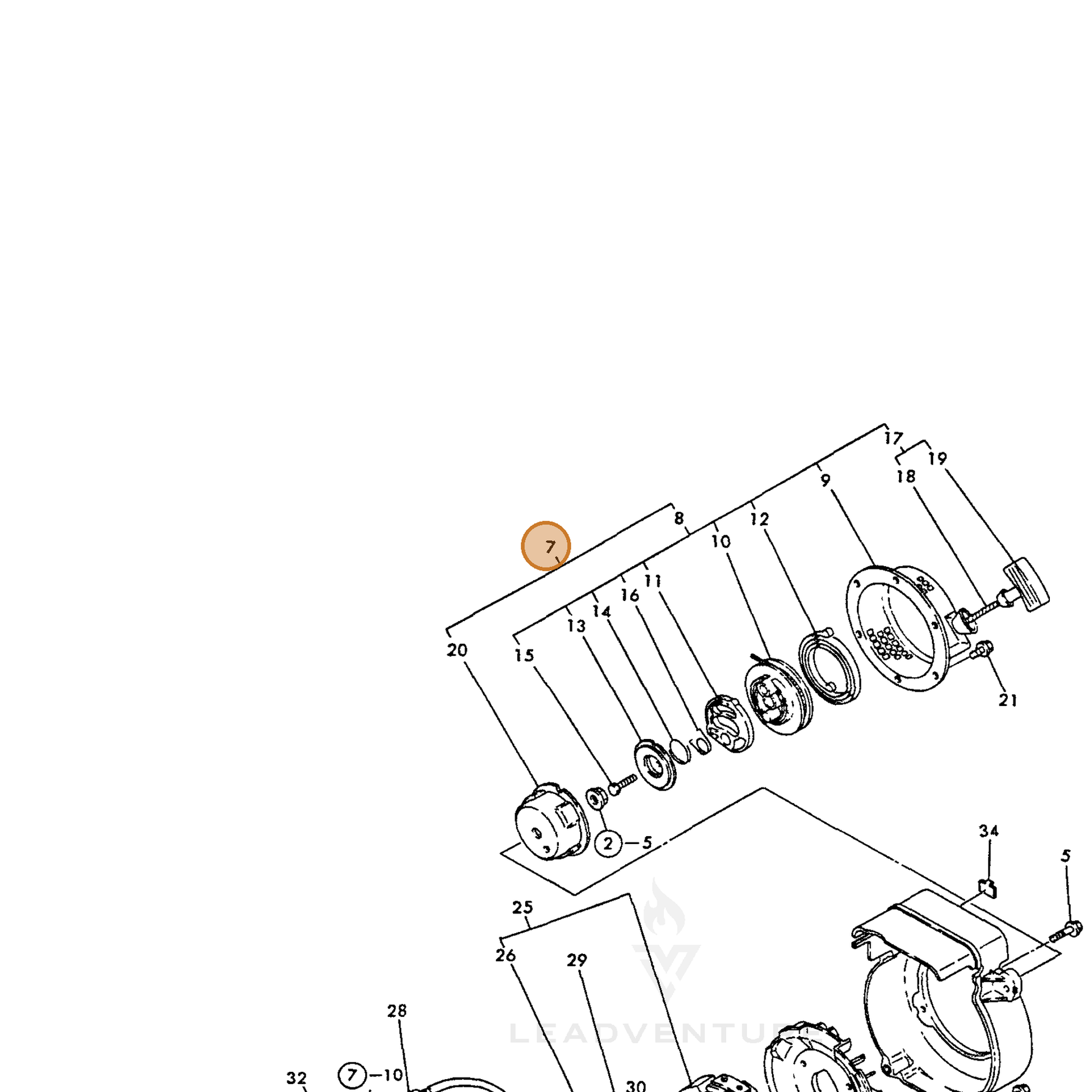 ECHO part Y16066476050 — IPL diagram snippet (6x zoom, amber highlight)