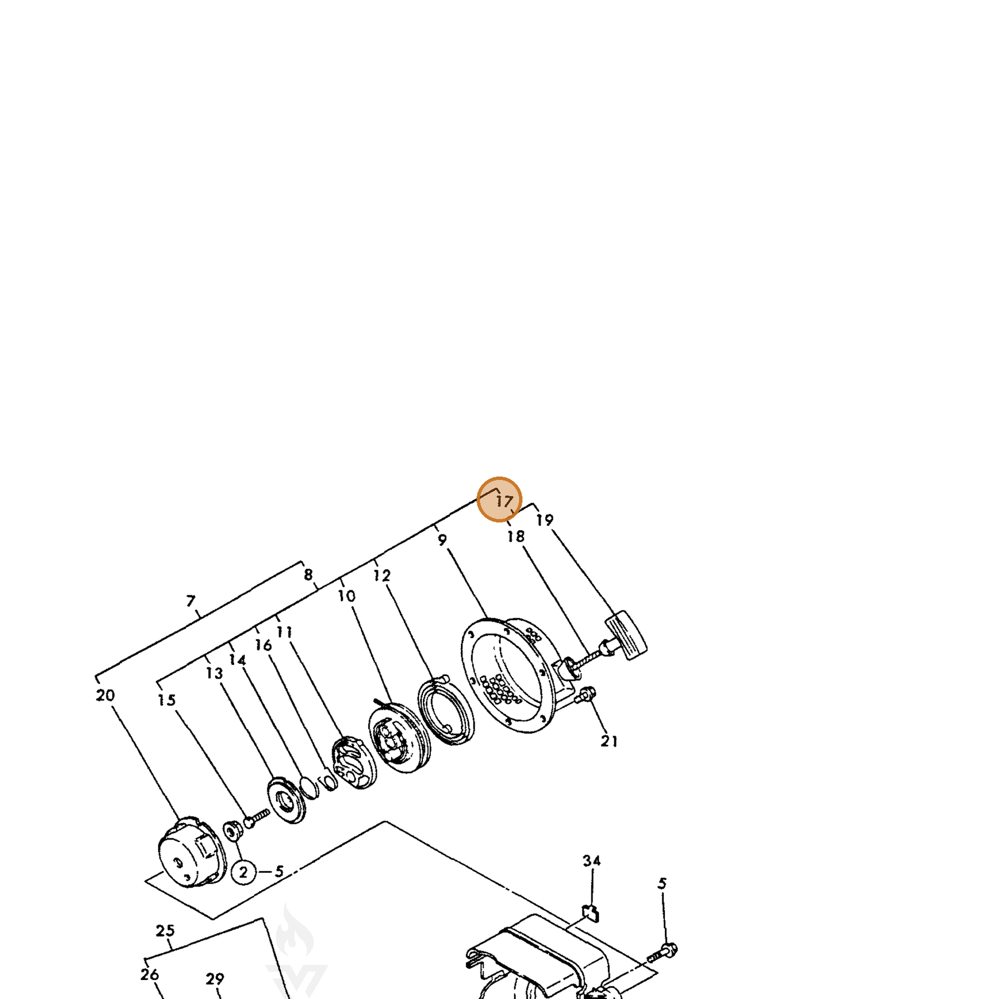 ECHO part Y16066476610 — IPL diagram snippet (6x zoom, amber highlight)