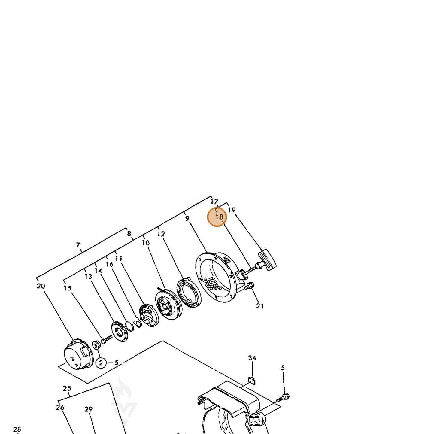 ECHO part Y16066476620 — IPL diagram snippet (6x zoom, amber highlight)