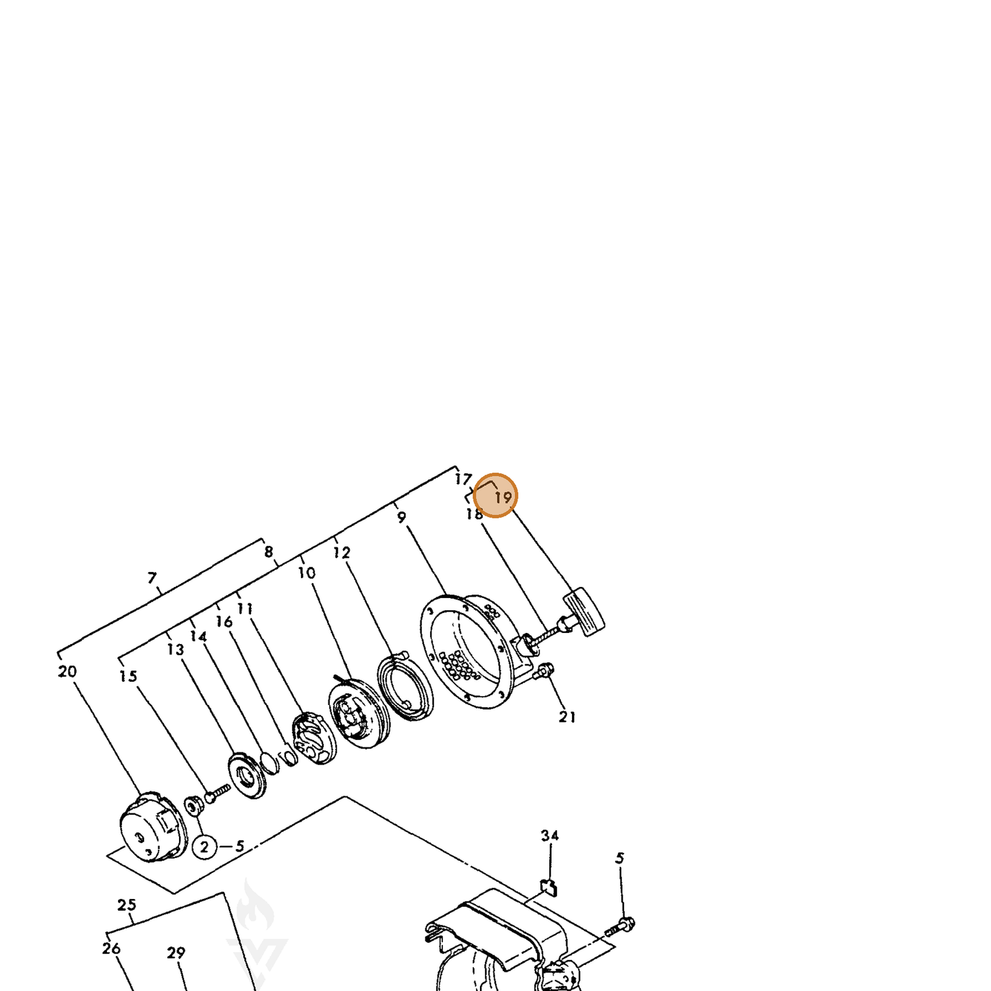 ECHO part Y16066476630 — IPL diagram snippet (6x zoom, amber highlight)