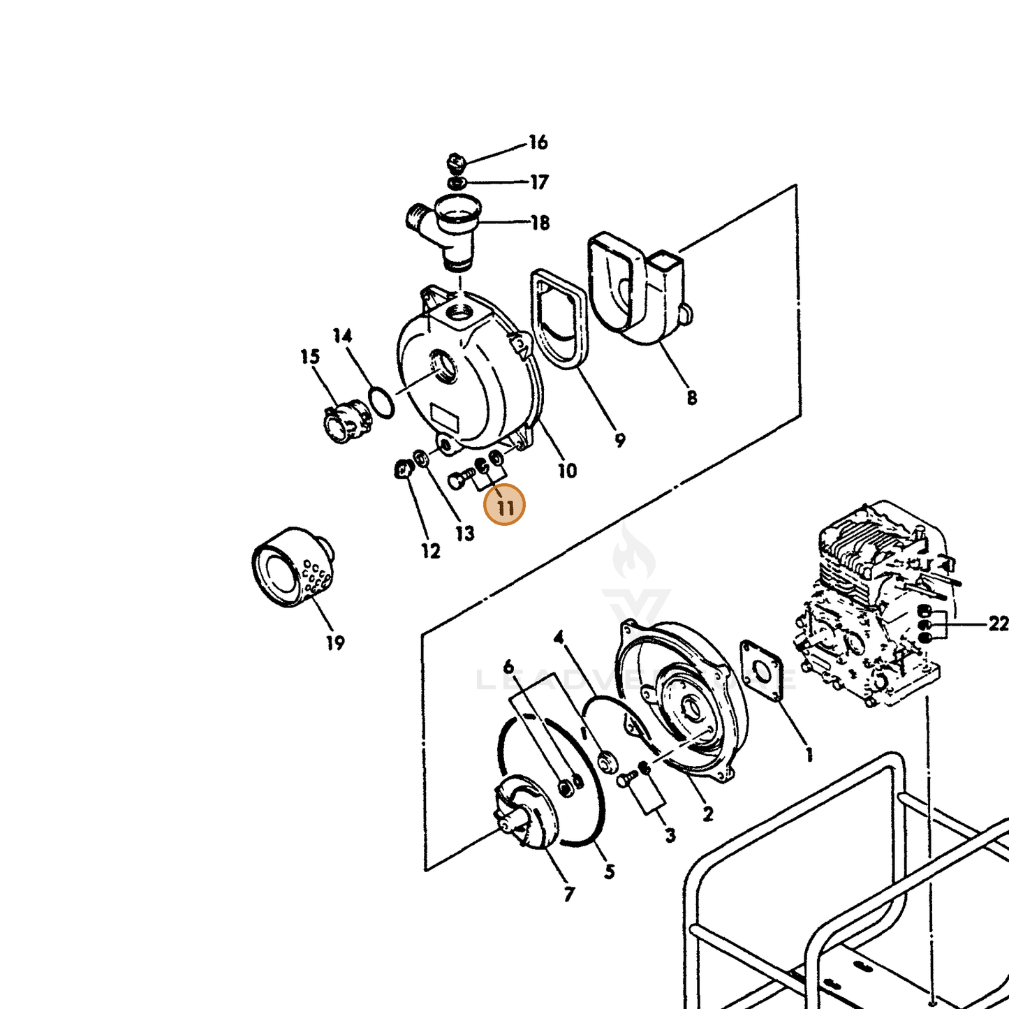 ECHO part Y16066495210 — IPL diagram snippet (6x zoom, amber highlight)
