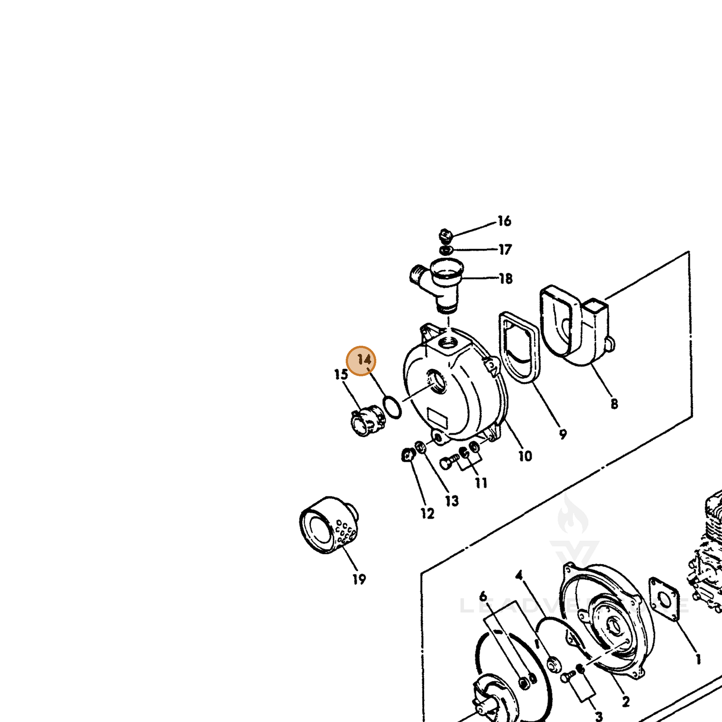 ECHO part Y16066495240 — IPL diagram snippet (6x zoom, amber highlight)