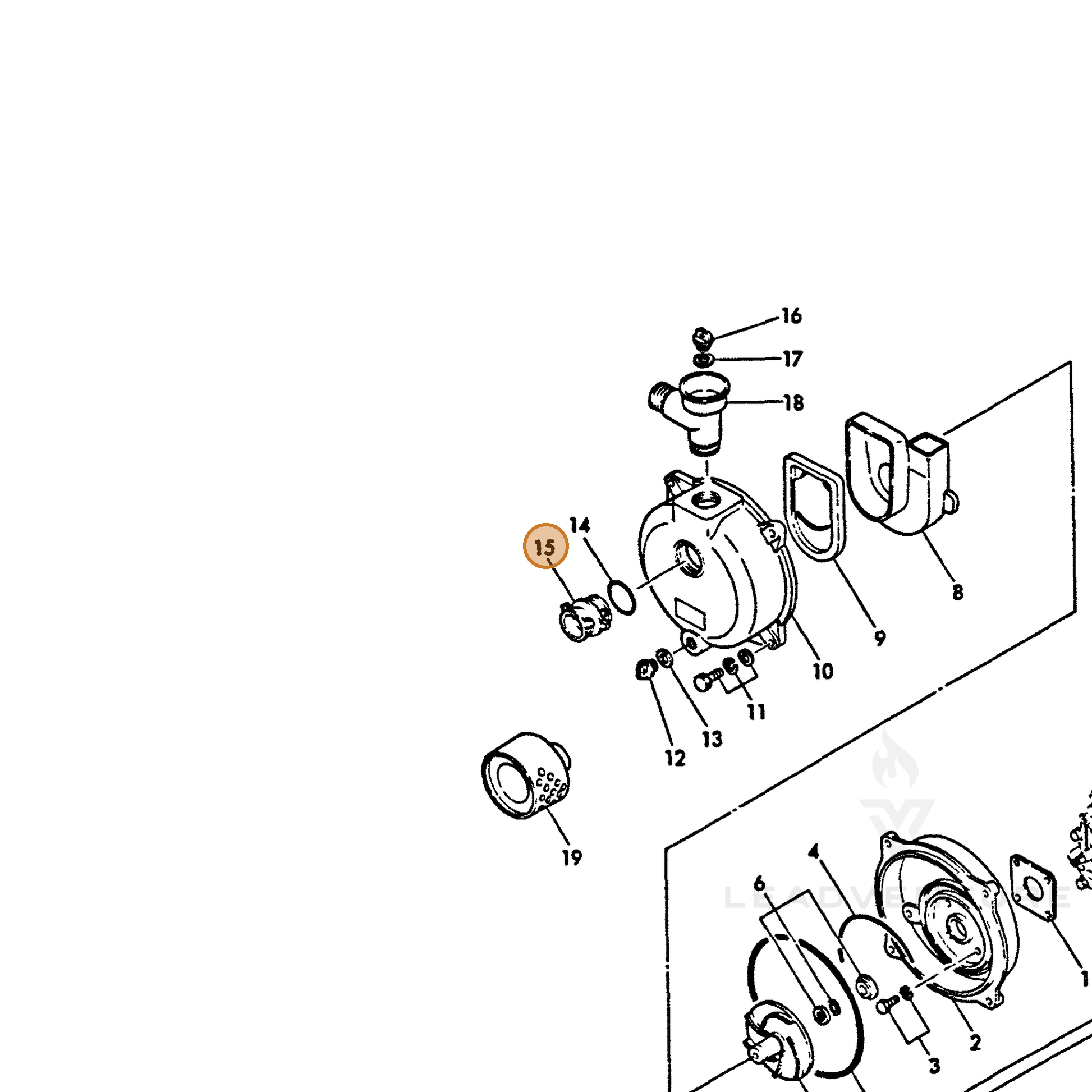 ECHO part Y16066495250 — IPL diagram snippet (6x zoom, amber highlight)