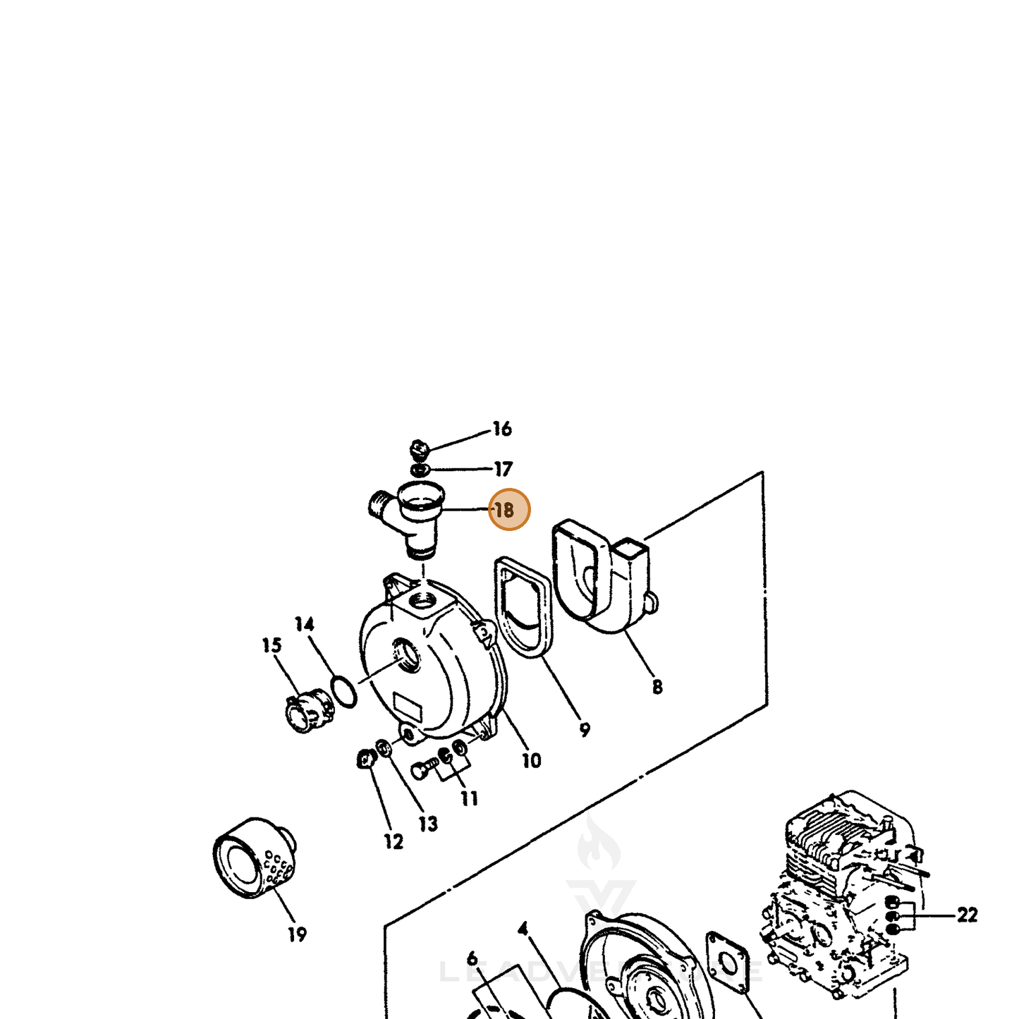 ECHO part Y16066495280 — IPL diagram snippet (6x zoom, amber highlight)