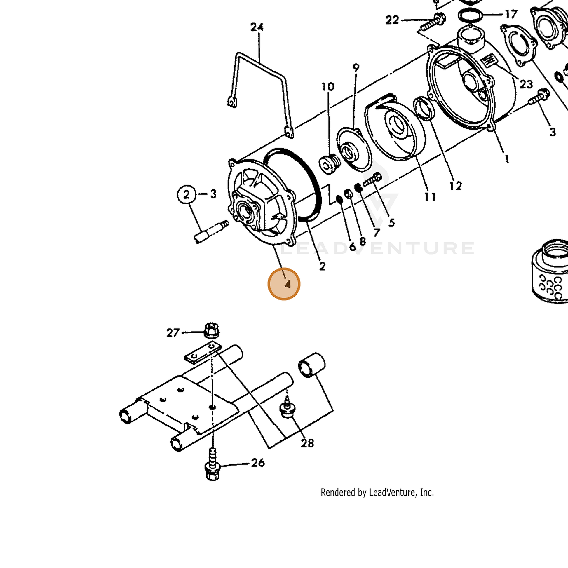ECHO part Y16066495600 — IPL diagram snippet (6x zoom, amber highlight)