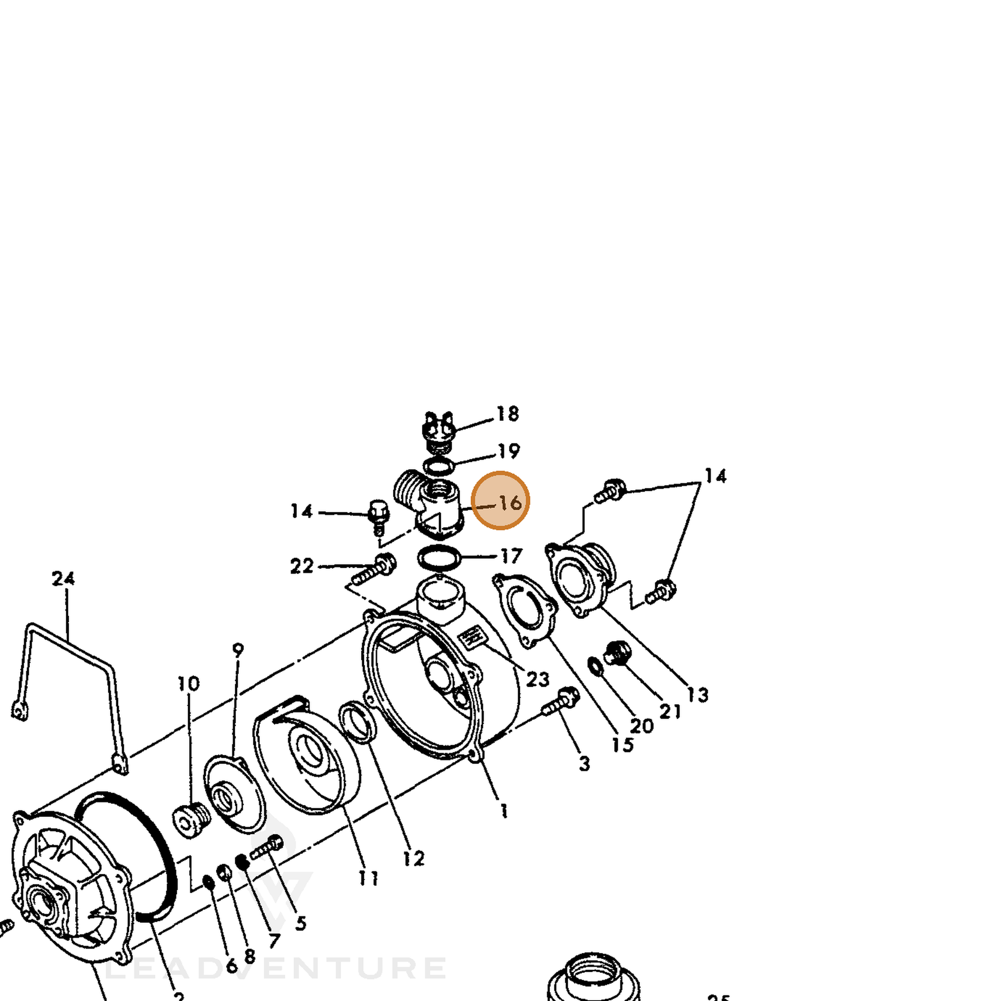 ECHO part Y16066495680 — IPL diagram snippet (6x zoom, amber highlight)