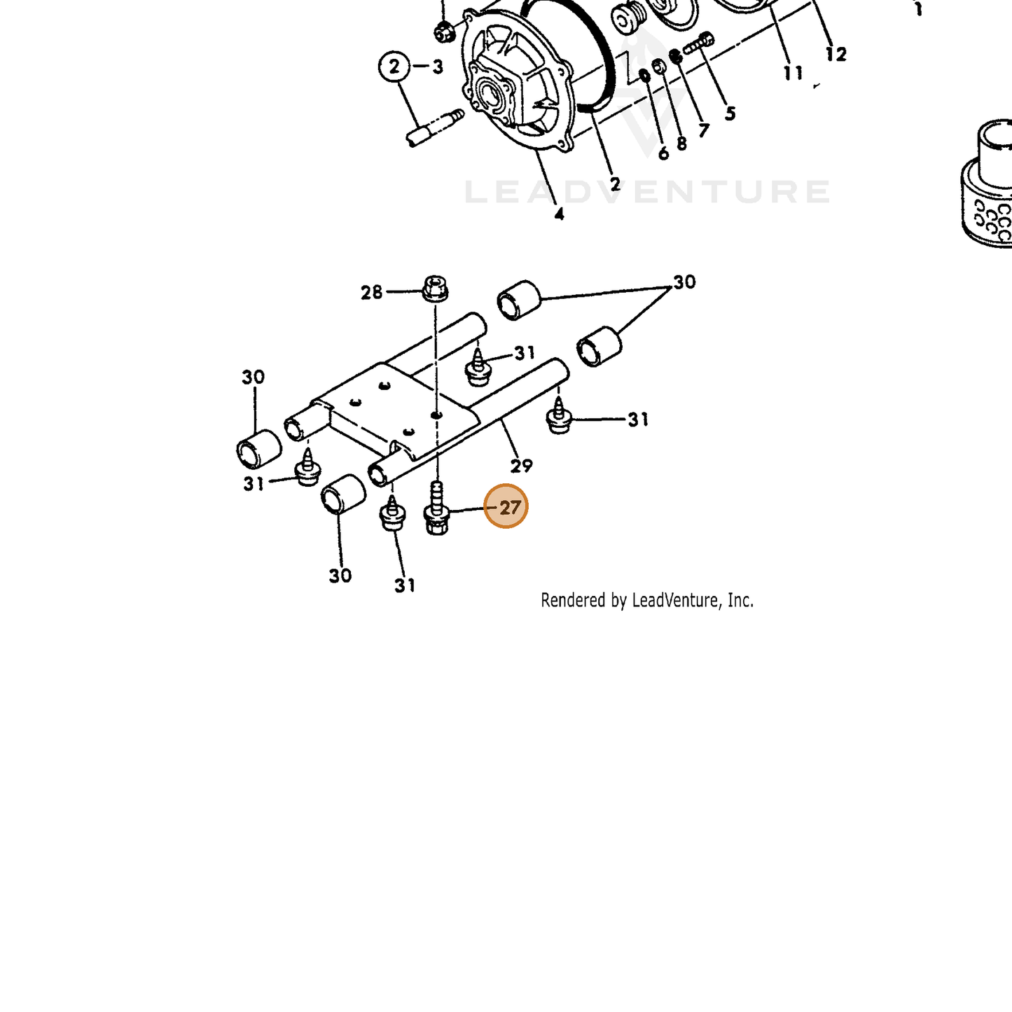 ECHO part Y16066495710 — IPL diagram snippet (6x zoom, amber highlight)
