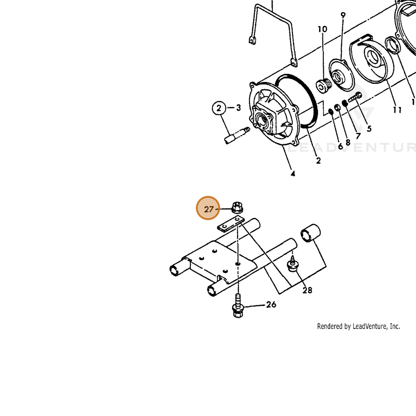 ECHO part Y16066495720 — IPL diagram snippet (6x zoom, amber highlight)