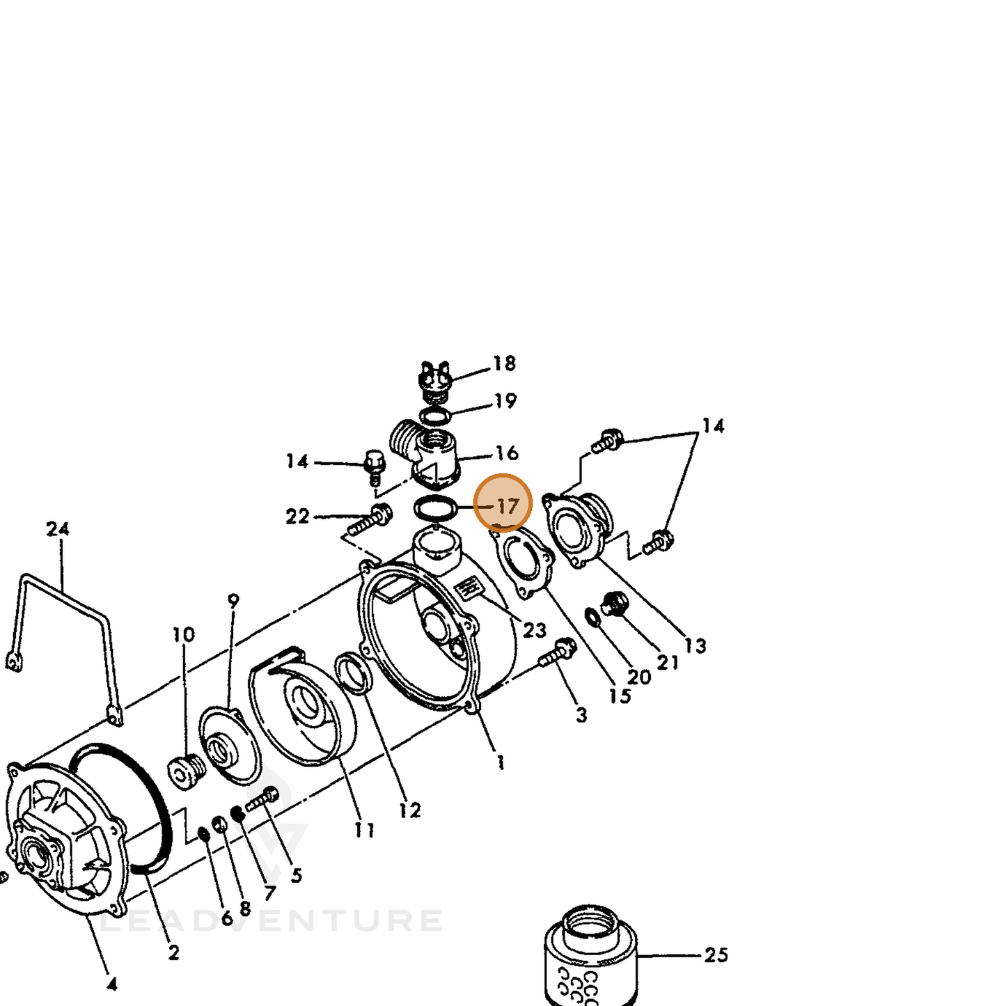 ECHO part Y16066495750 — IPL diagram snippet (6x zoom, amber highlight)