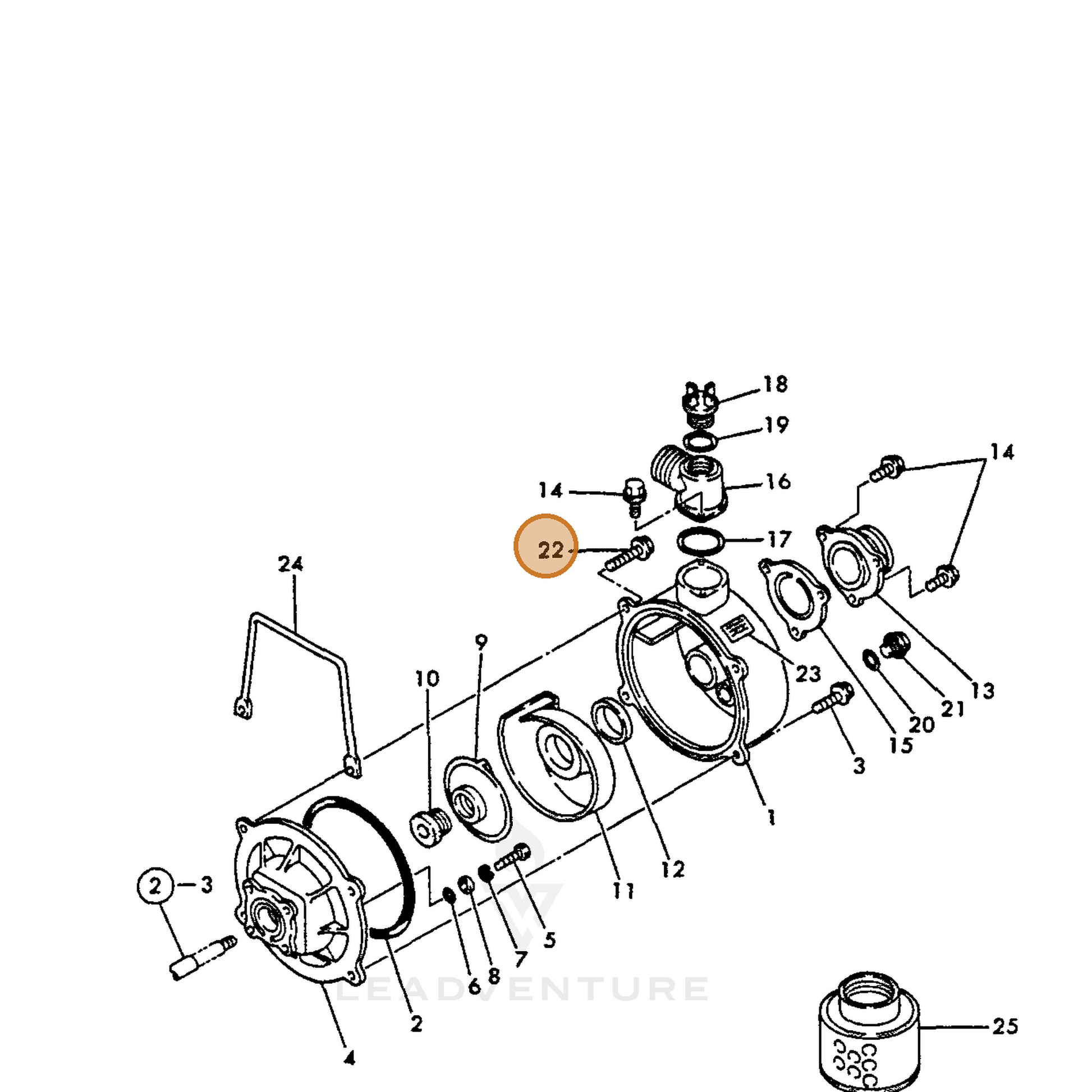 ECHO part Y16066495770 — IPL diagram snippet (6x zoom, amber highlight)