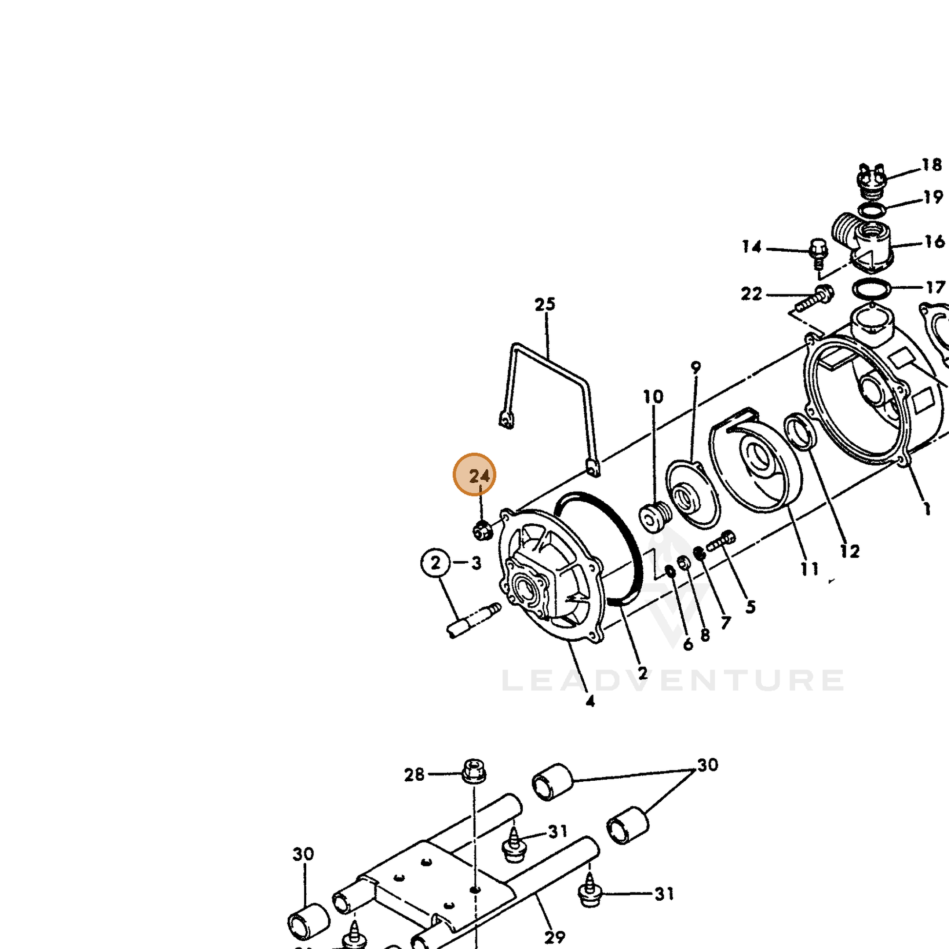 ECHO part Y16066495780 — IPL diagram snippet (6x zoom, amber highlight)