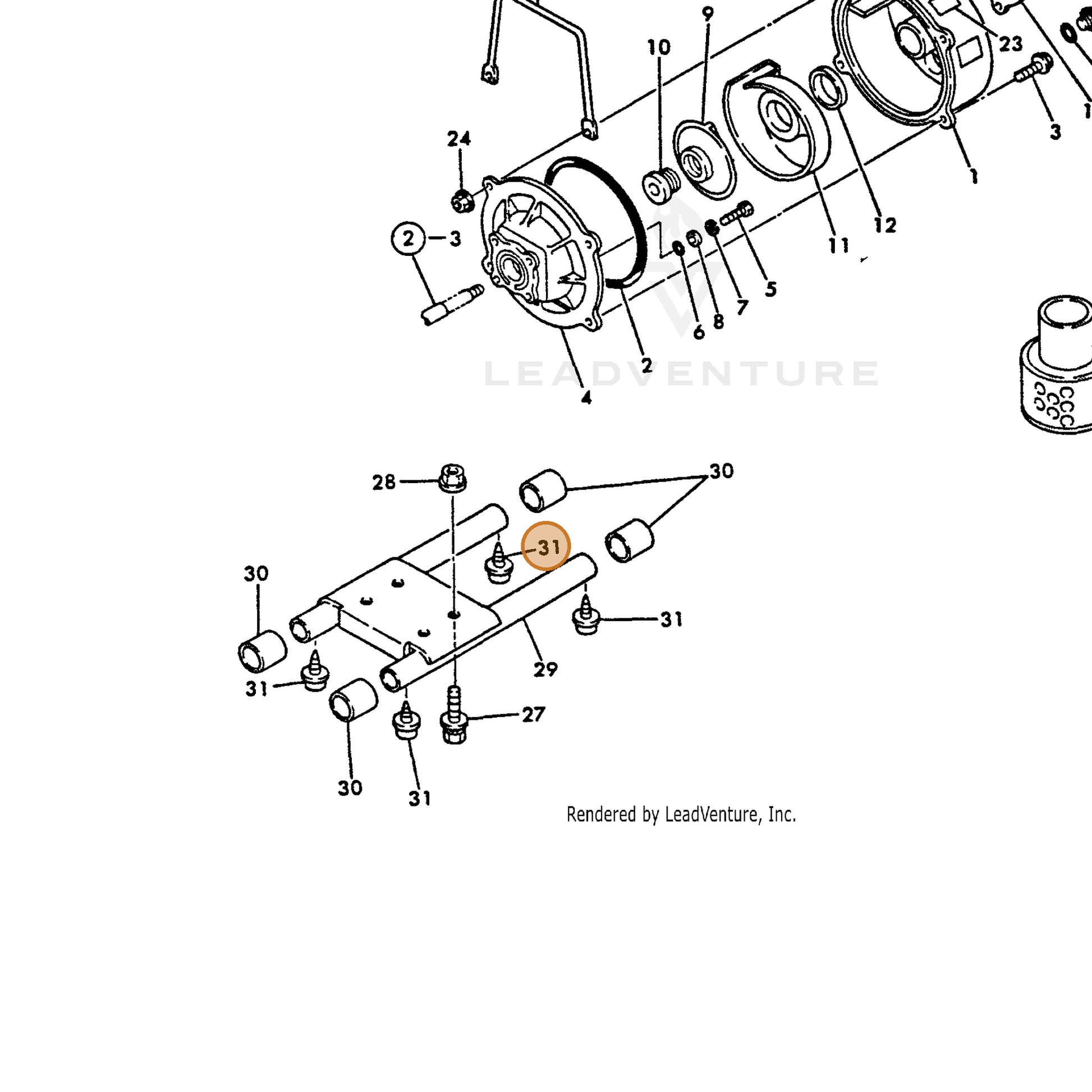 ECHO part Y16066495800 — IPL diagram snippet (6x zoom, amber highlight)