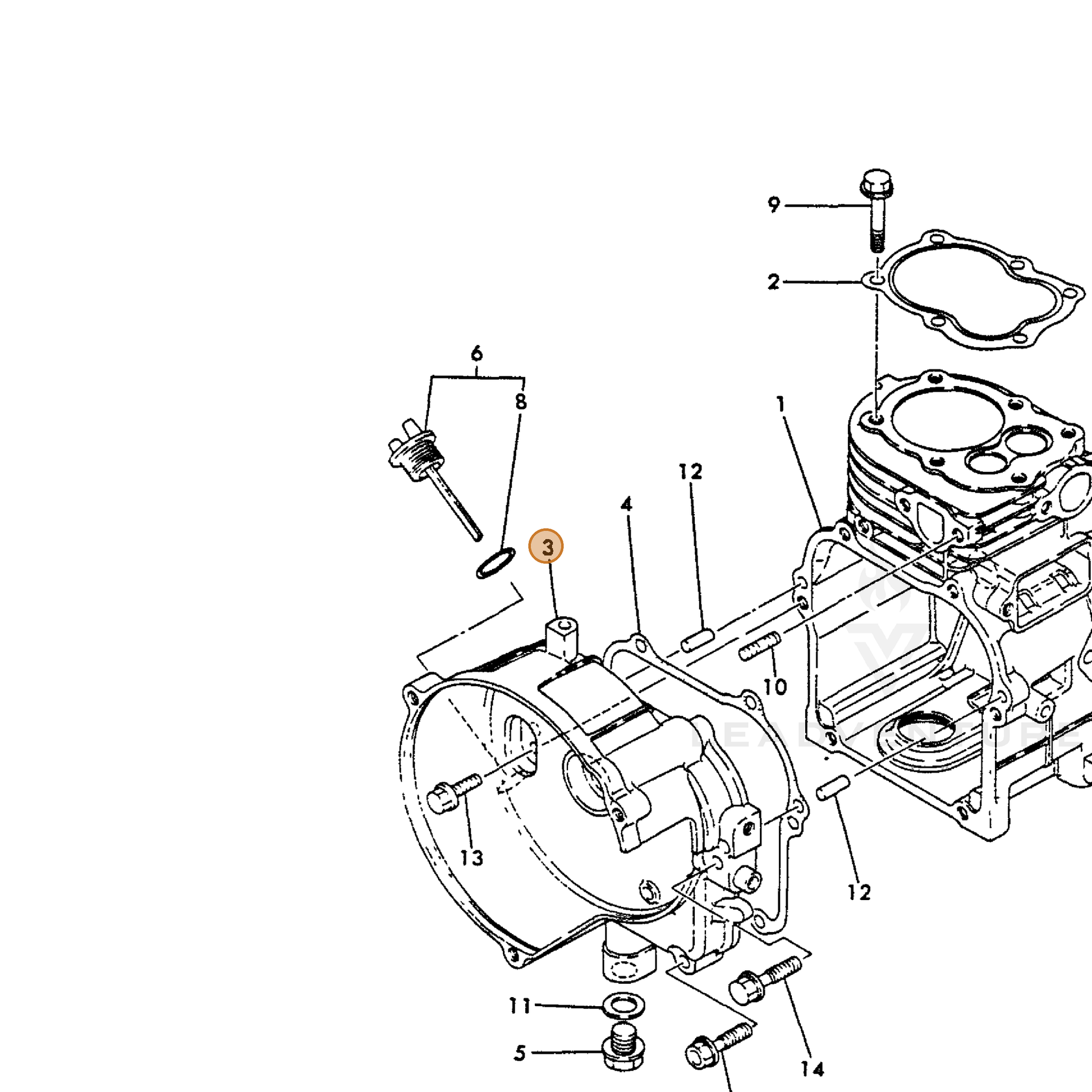 ECHO part Y16066701400 — IPL diagram snippet (6x zoom, amber highlight)