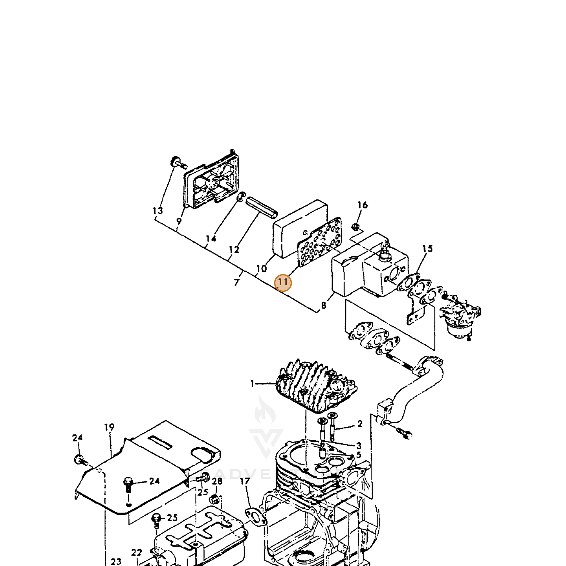 ECHO part Y16066712550 — IPL diagram snippet (6x zoom, amber highlight)
