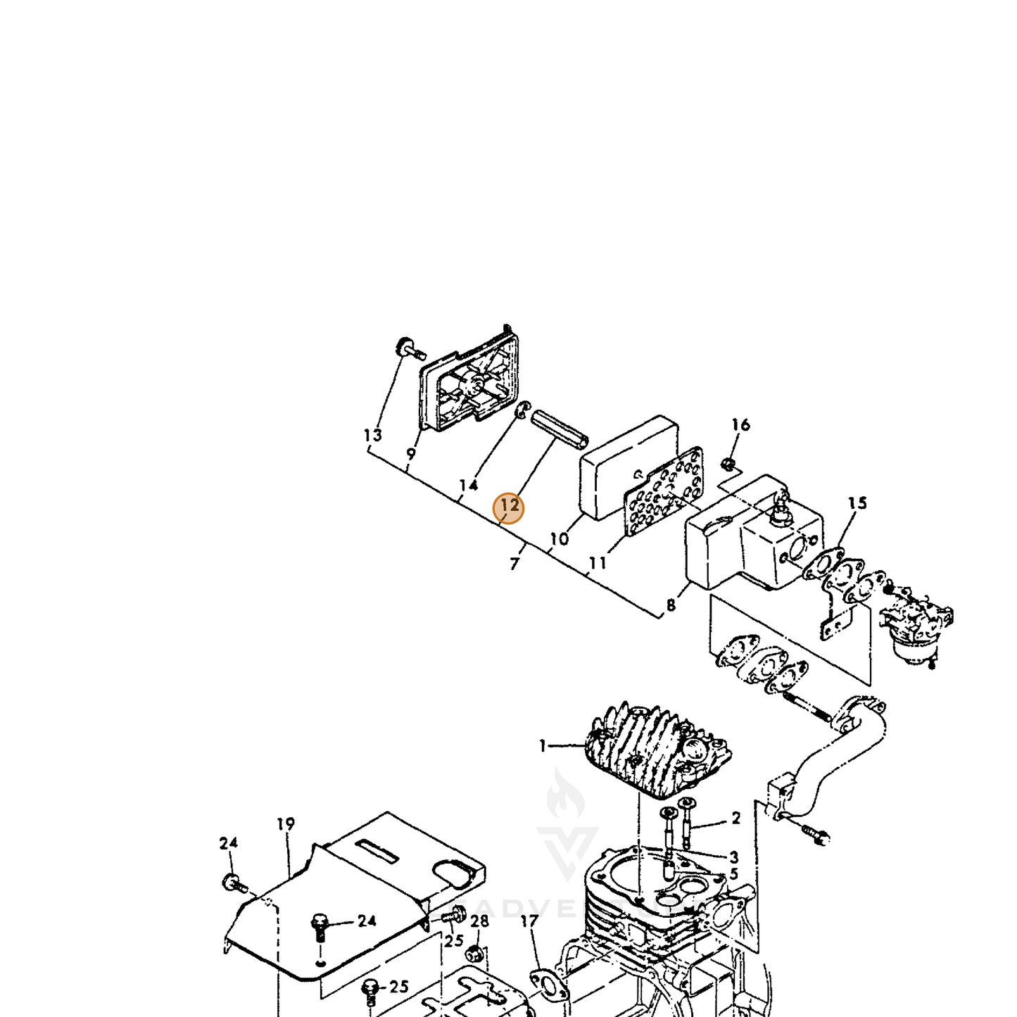 ECHO part Y16066712560 — IPL diagram snippet (6x zoom, amber highlight)