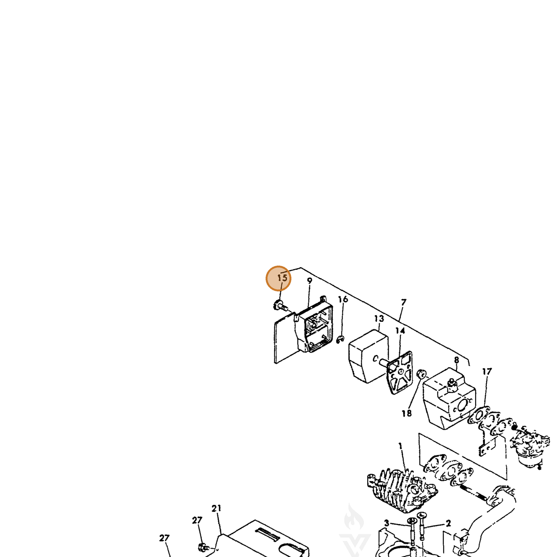 ECHO part Y16066712570 — IPL diagram snippet (6x zoom, amber highlight)