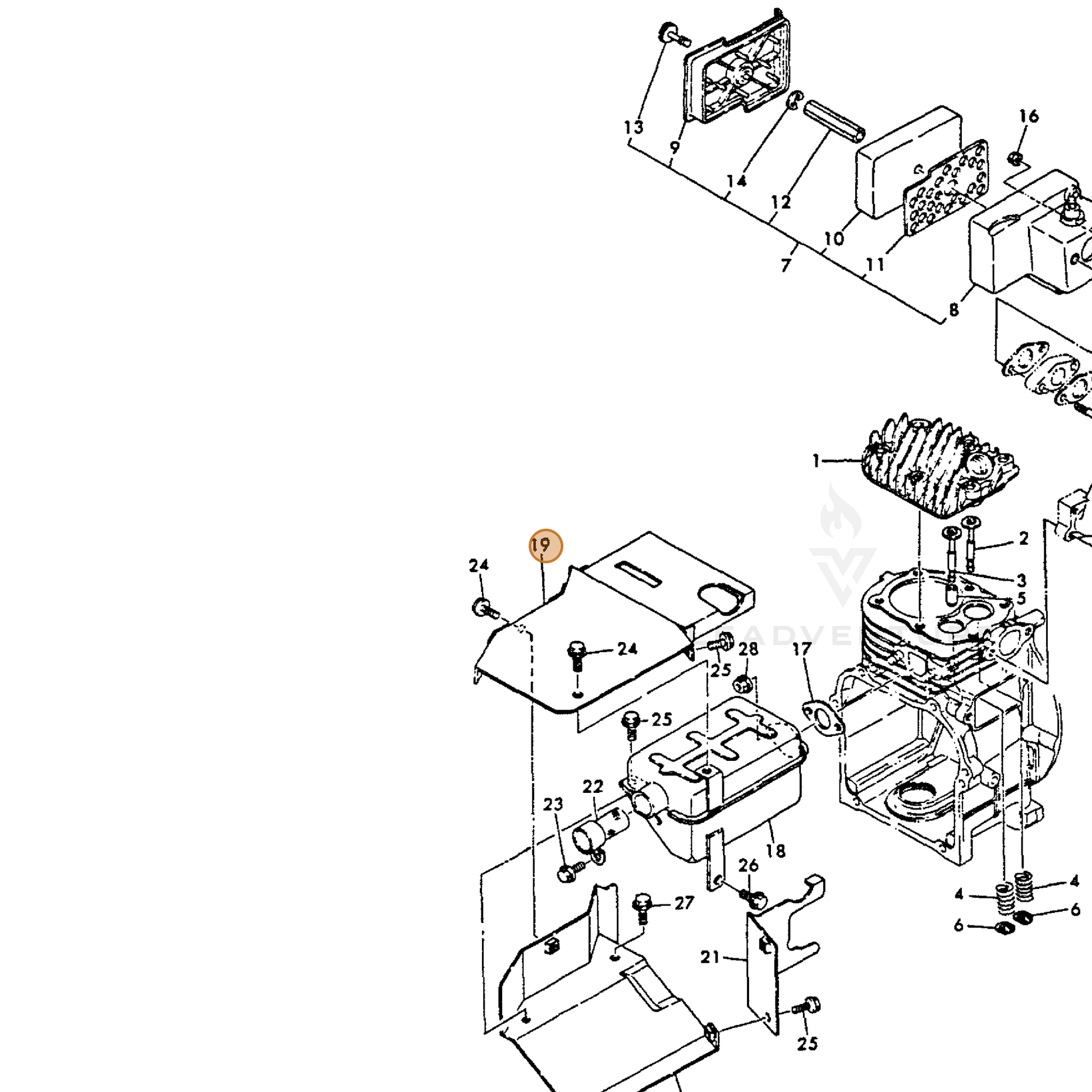 ECHO part Y16066713700 — IPL diagram snippet (6x zoom, amber highlight)