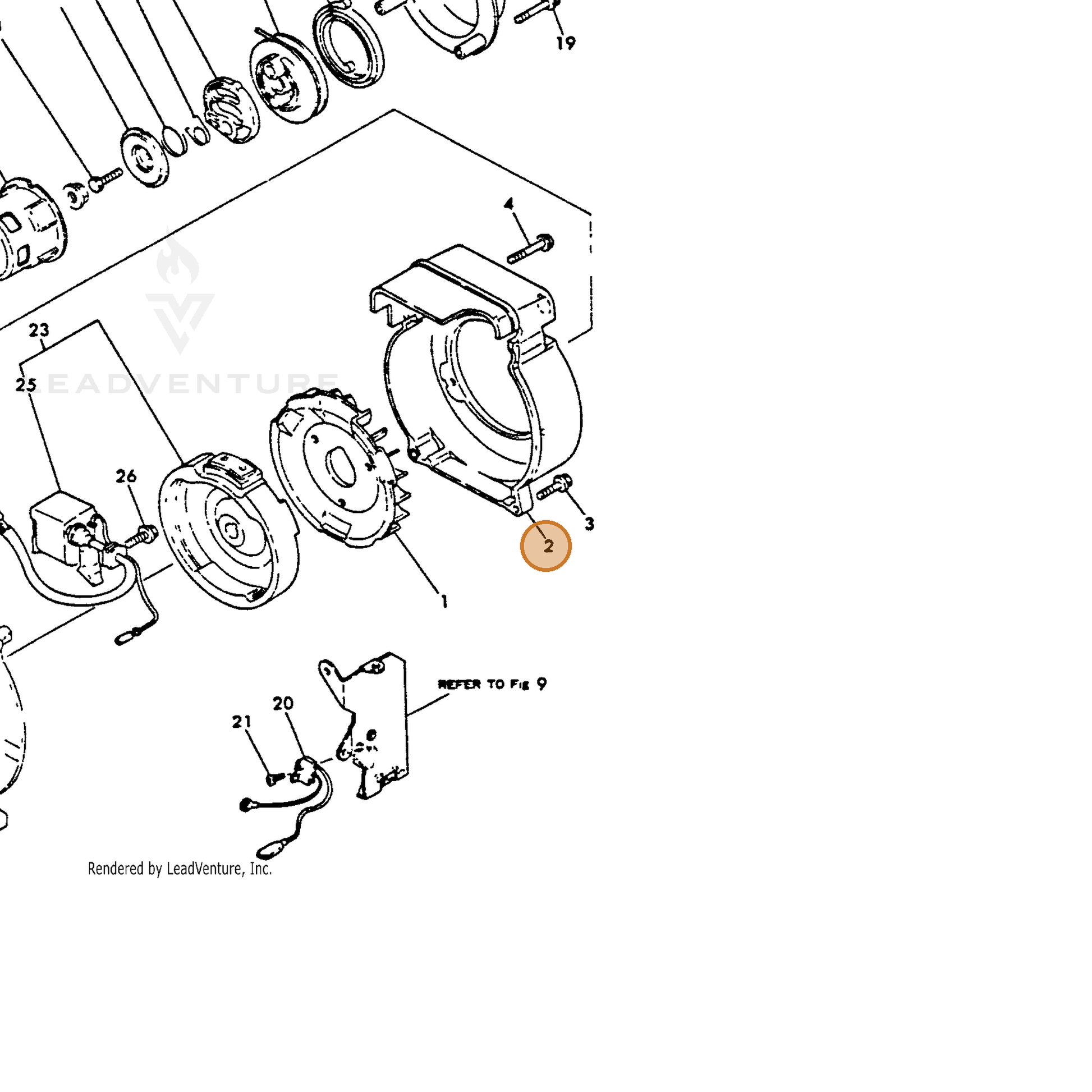 ECHO part Y16066745110 — IPL diagram snippet (6x zoom, amber highlight)