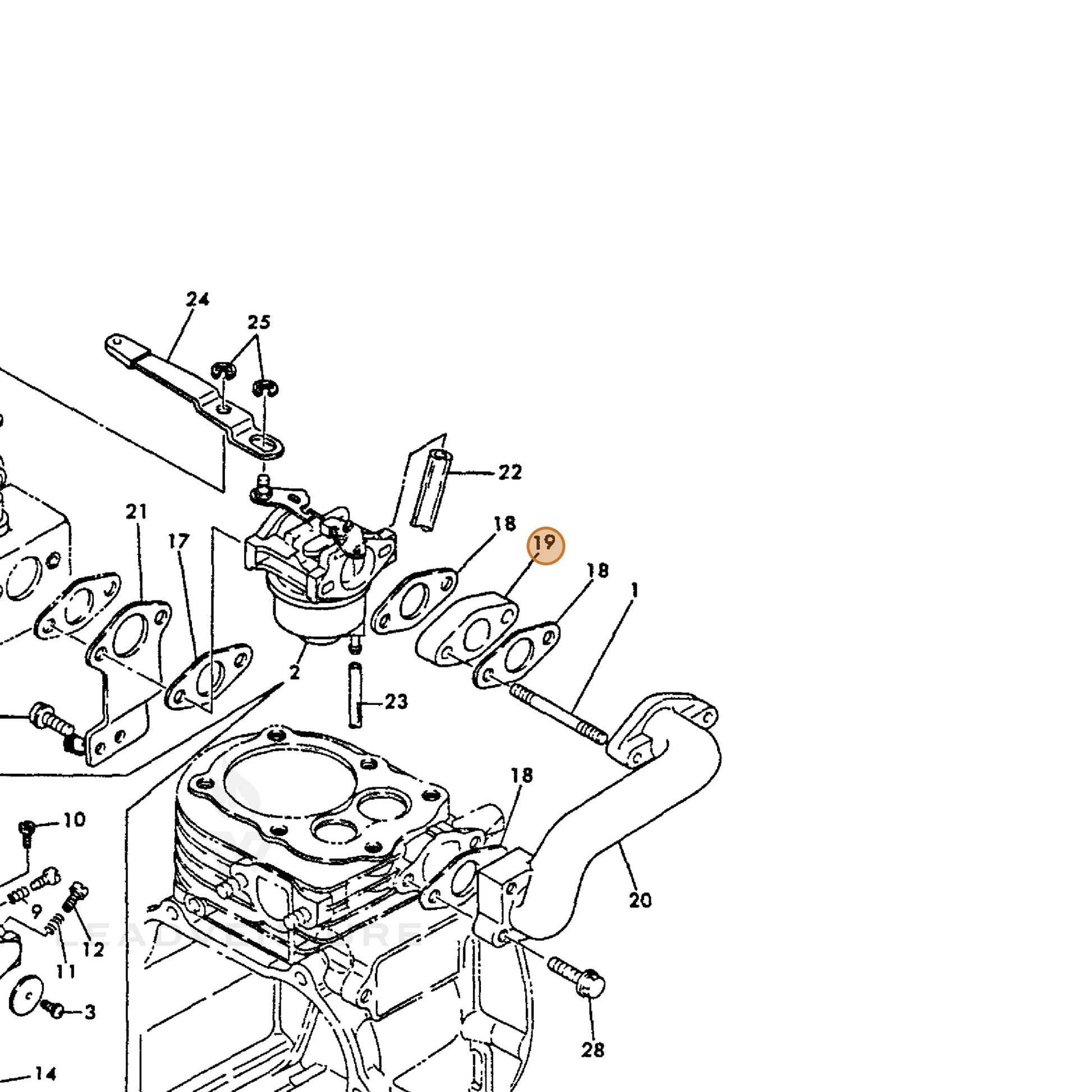 ECHO part Y16066756160 — IPL diagram snippet (6x zoom, amber highlight)