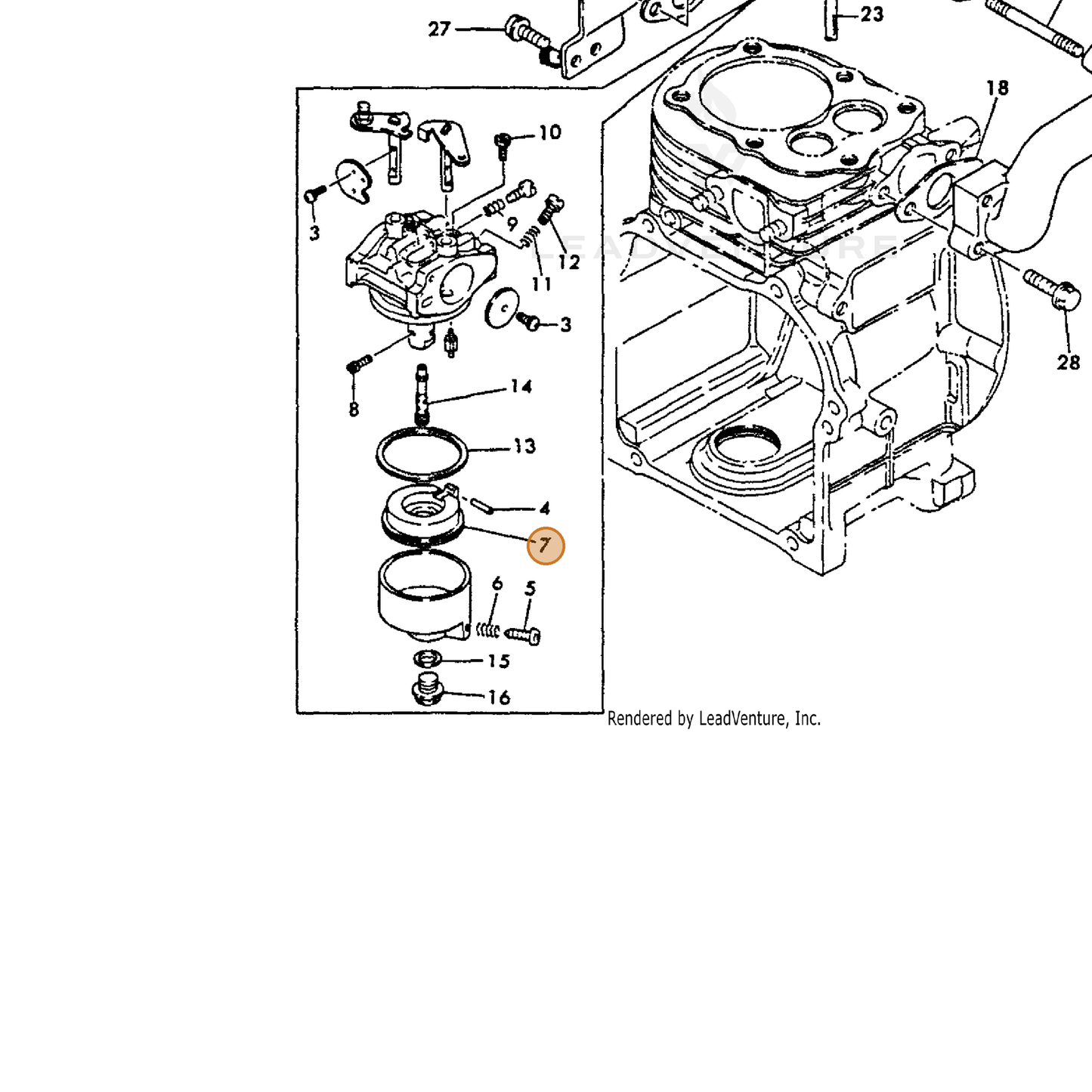 ECHO part Y16066756620 — IPL diagram snippet (6x zoom, amber highlight)