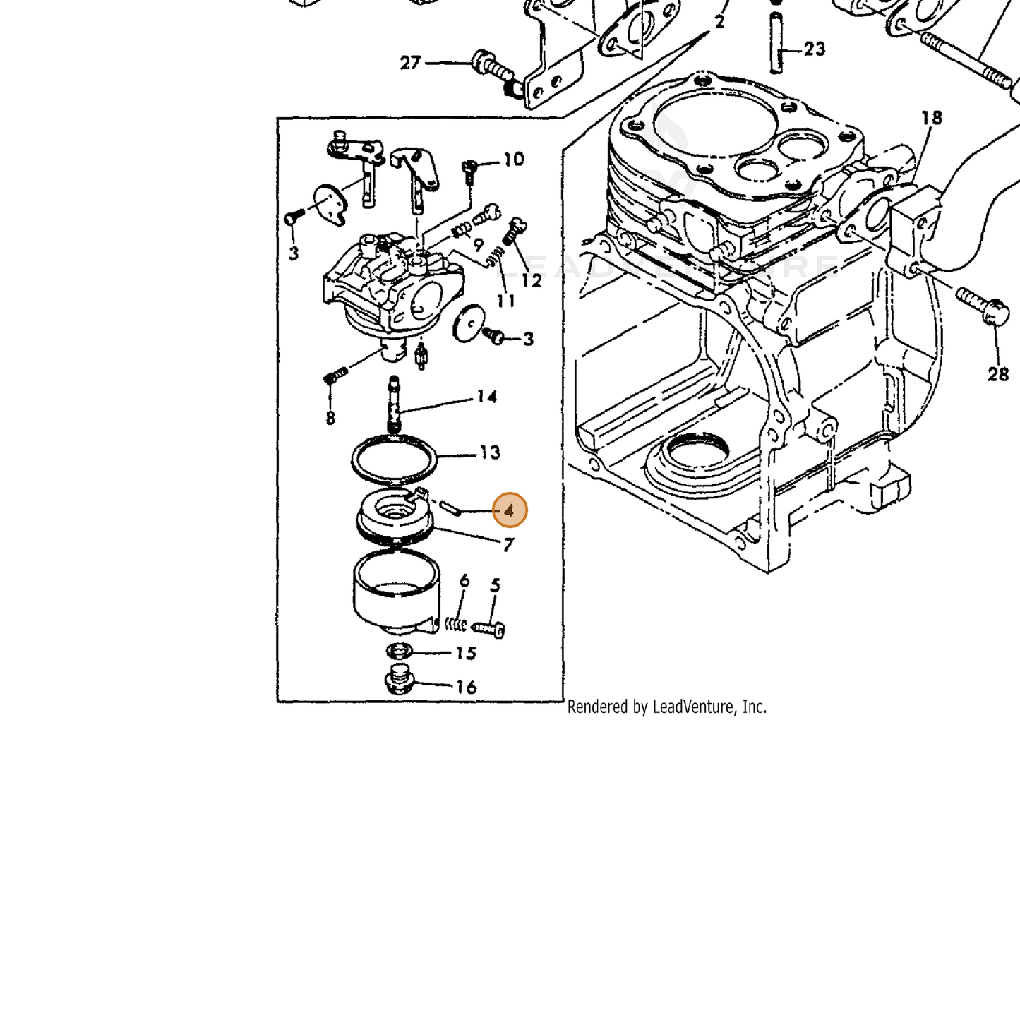 ECHO part Y16066756630 — IPL diagram snippet (6x zoom, amber highlight)