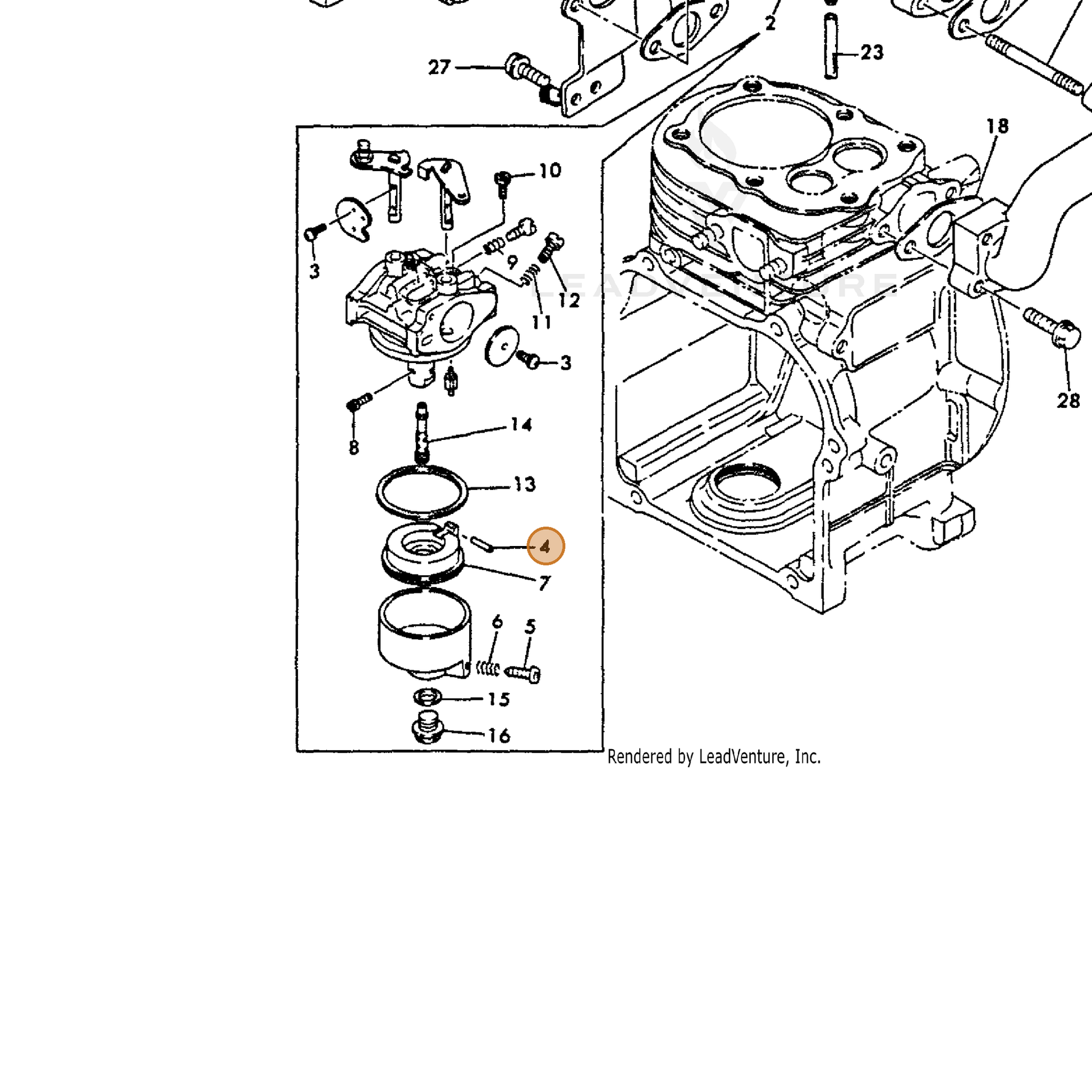 ECHO part Y16066756630 — IPL diagram snippet (6x zoom, amber highlight)