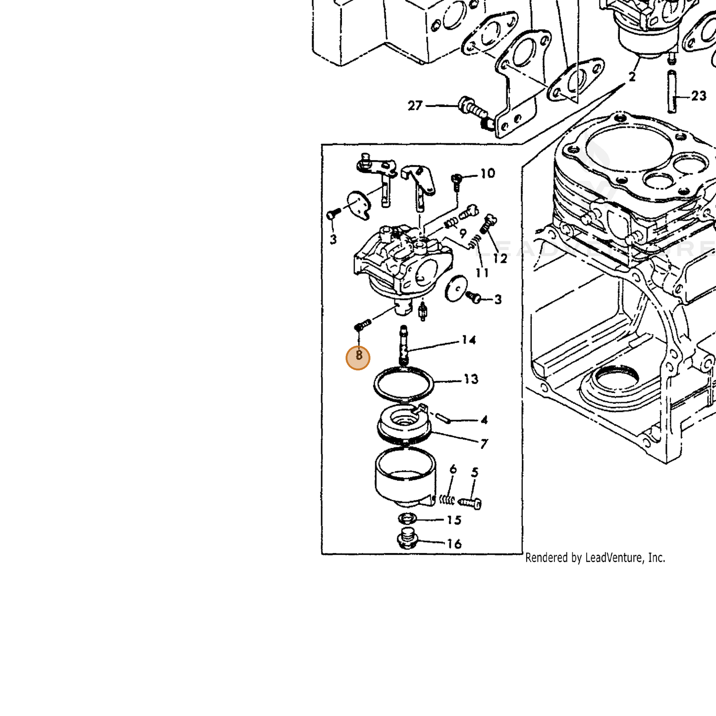 ECHO part Y16066756650 — IPL diagram snippet (6x zoom, amber highlight)