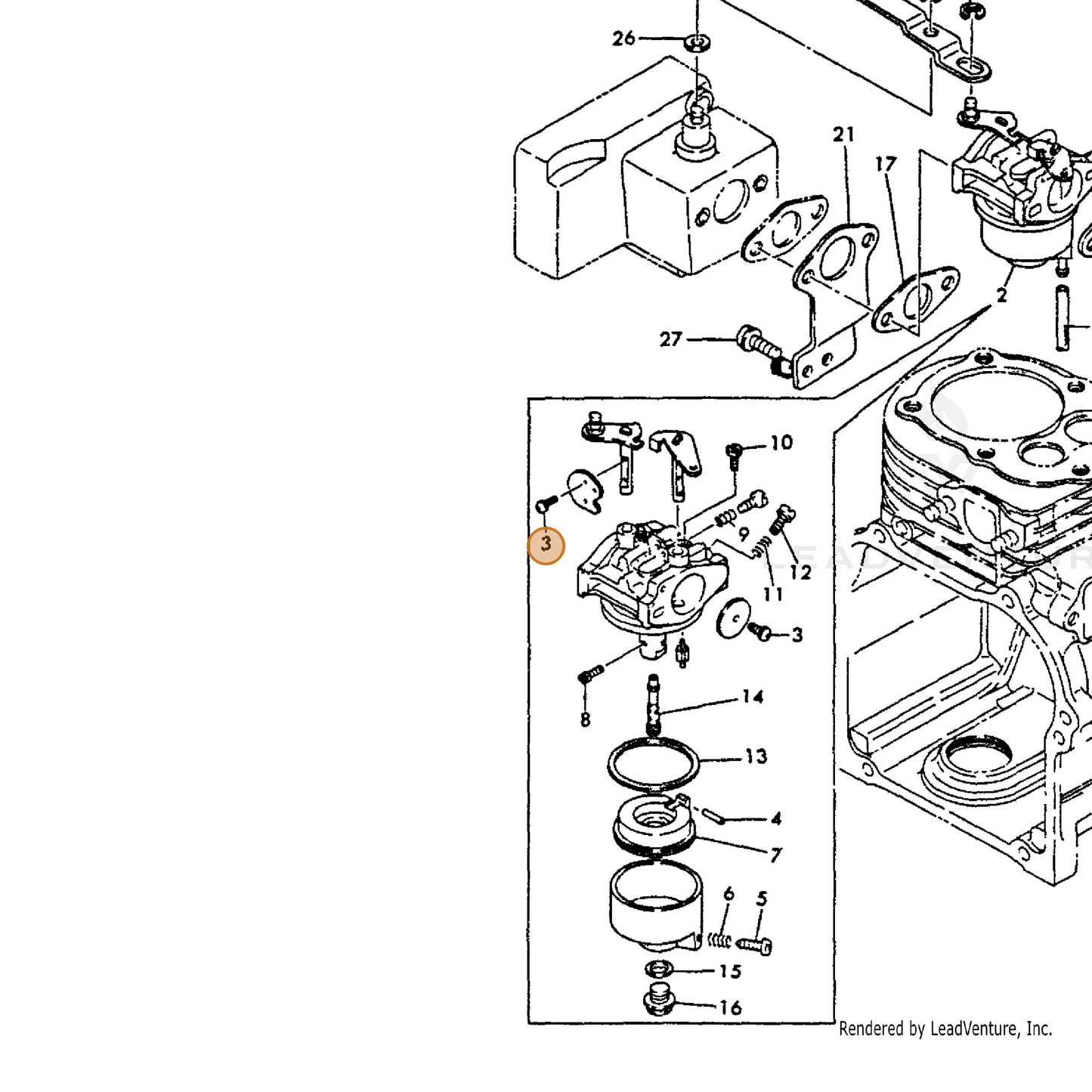 ECHO part Y16066756760 — IPL diagram snippet (6x zoom, amber highlight)