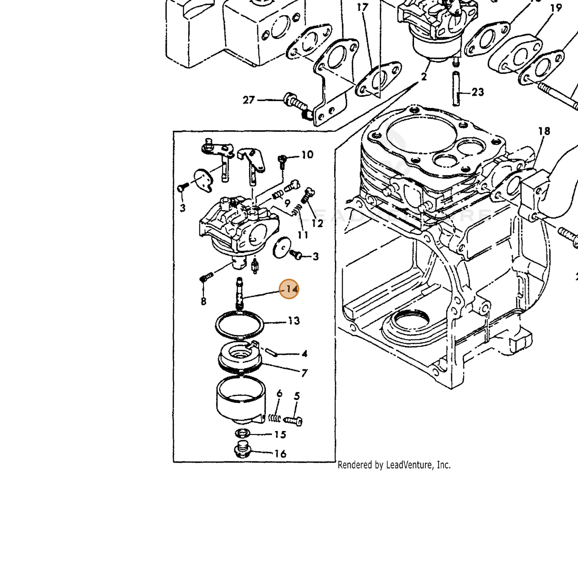 ECHO part Y16066756800 — IPL diagram snippet (6x zoom, amber highlight)