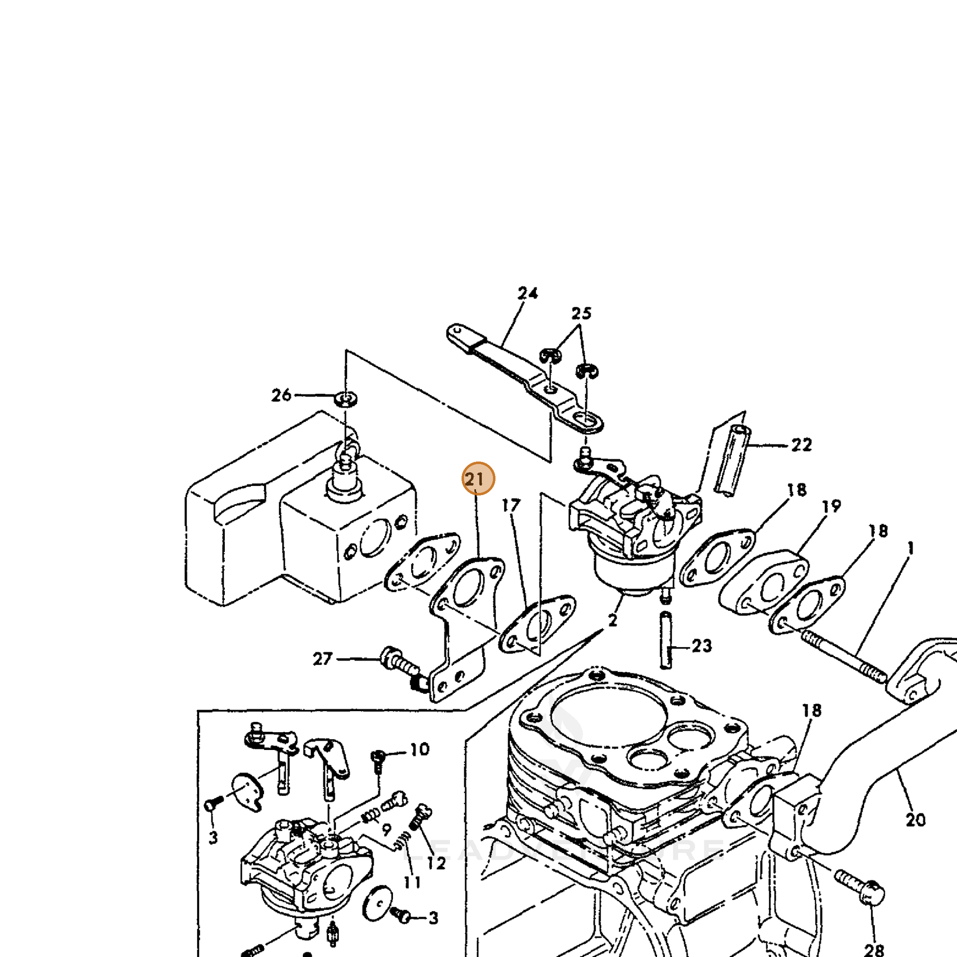 ECHO part Y16066756870 — IPL diagram snippet (6x zoom, amber highlight)