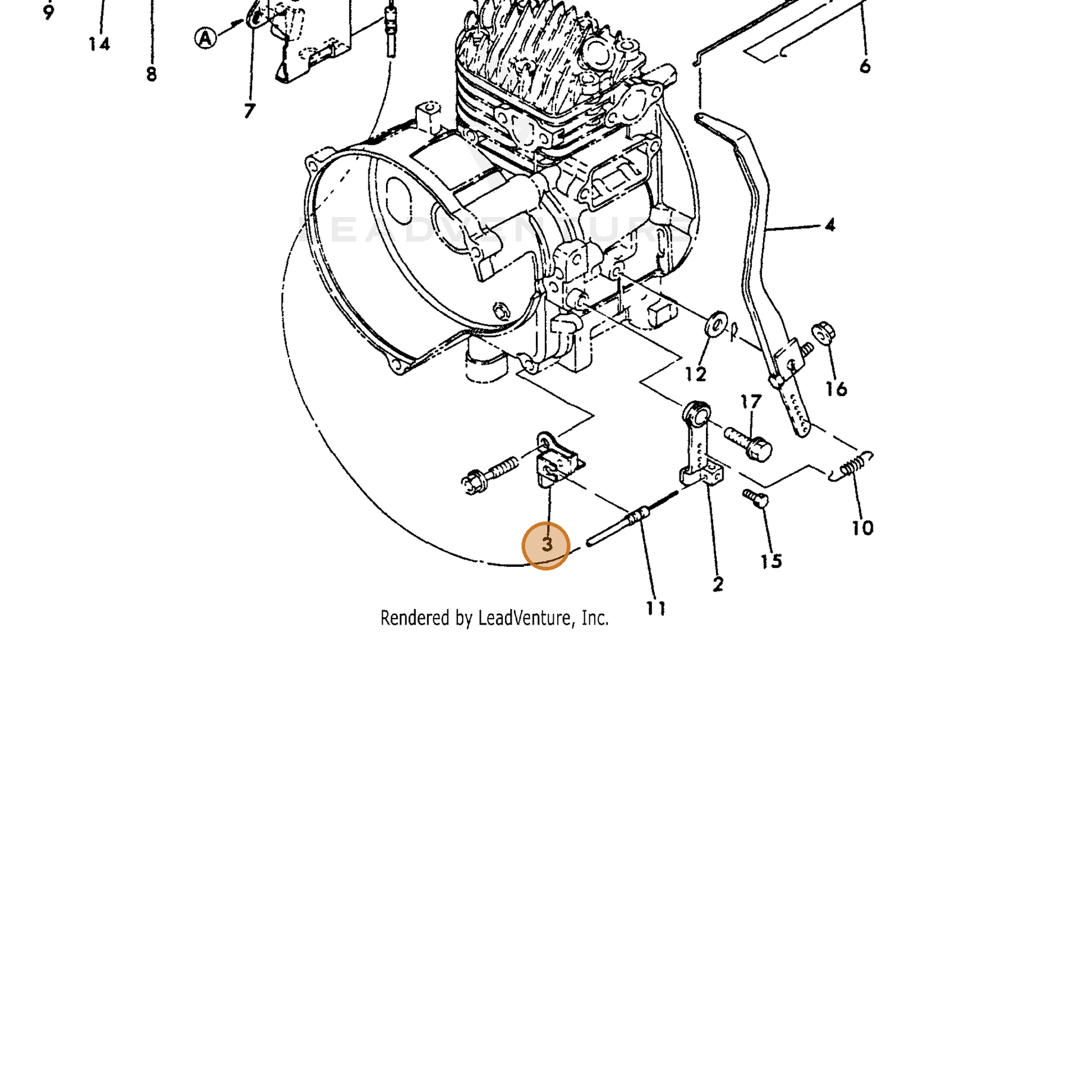 ECHO part Y16066766110 — IPL diagram snippet (6x zoom, amber highlight)