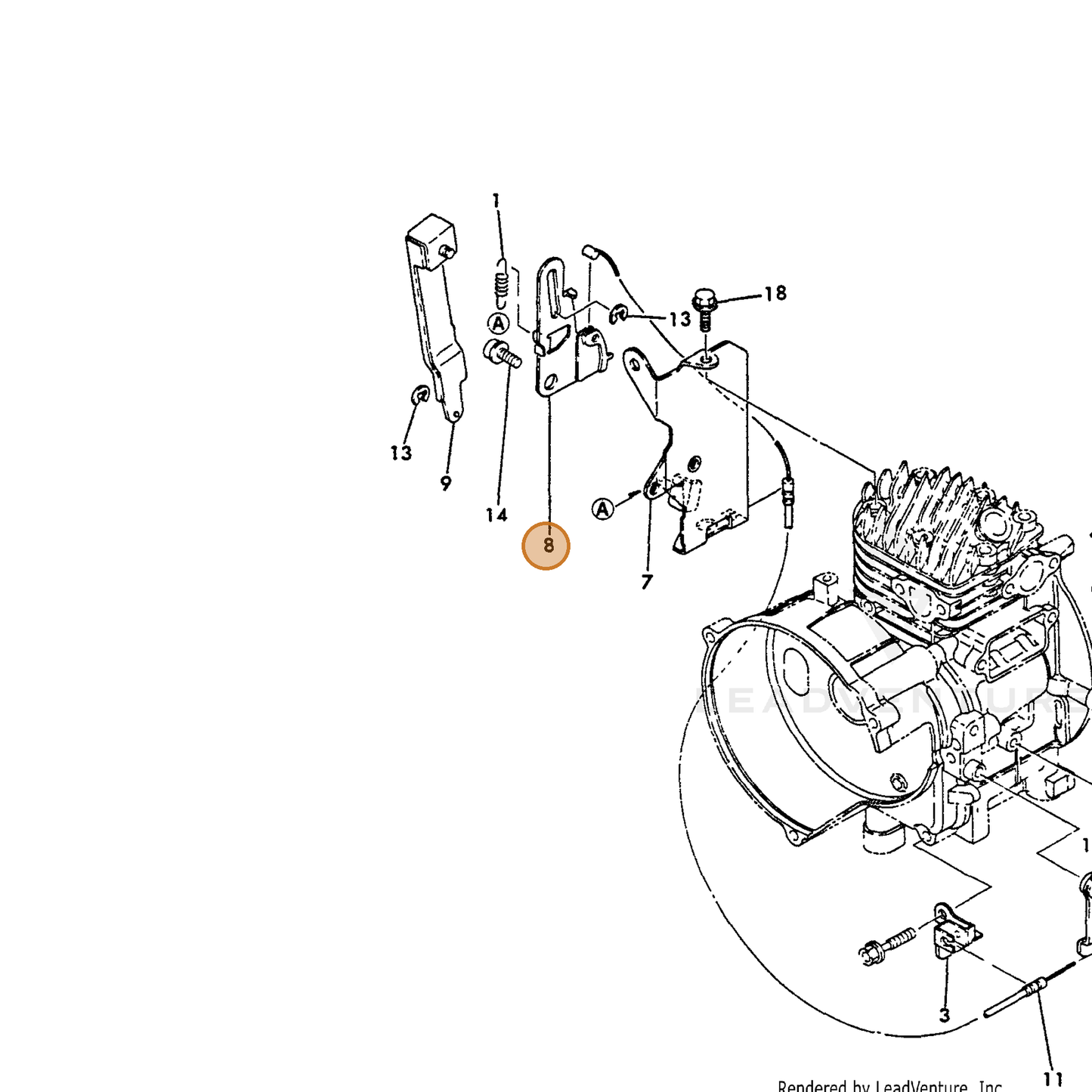 ECHO part Y16066766310 — IPL diagram snippet (6x zoom, amber highlight)