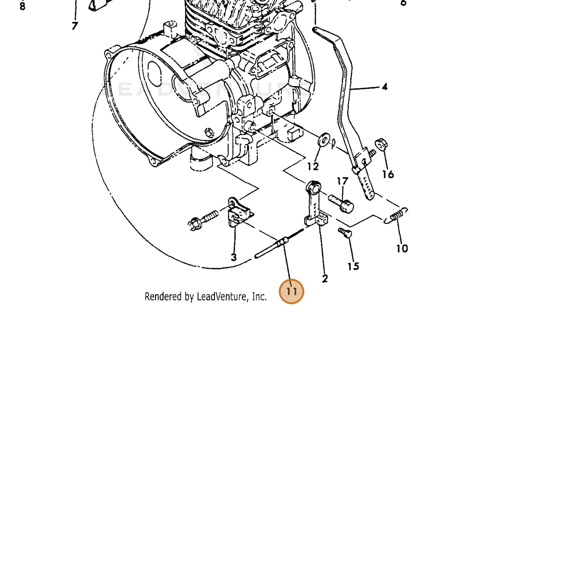 ECHO part Y16066766380 — IPL diagram snippet (6x zoom, amber highlight)