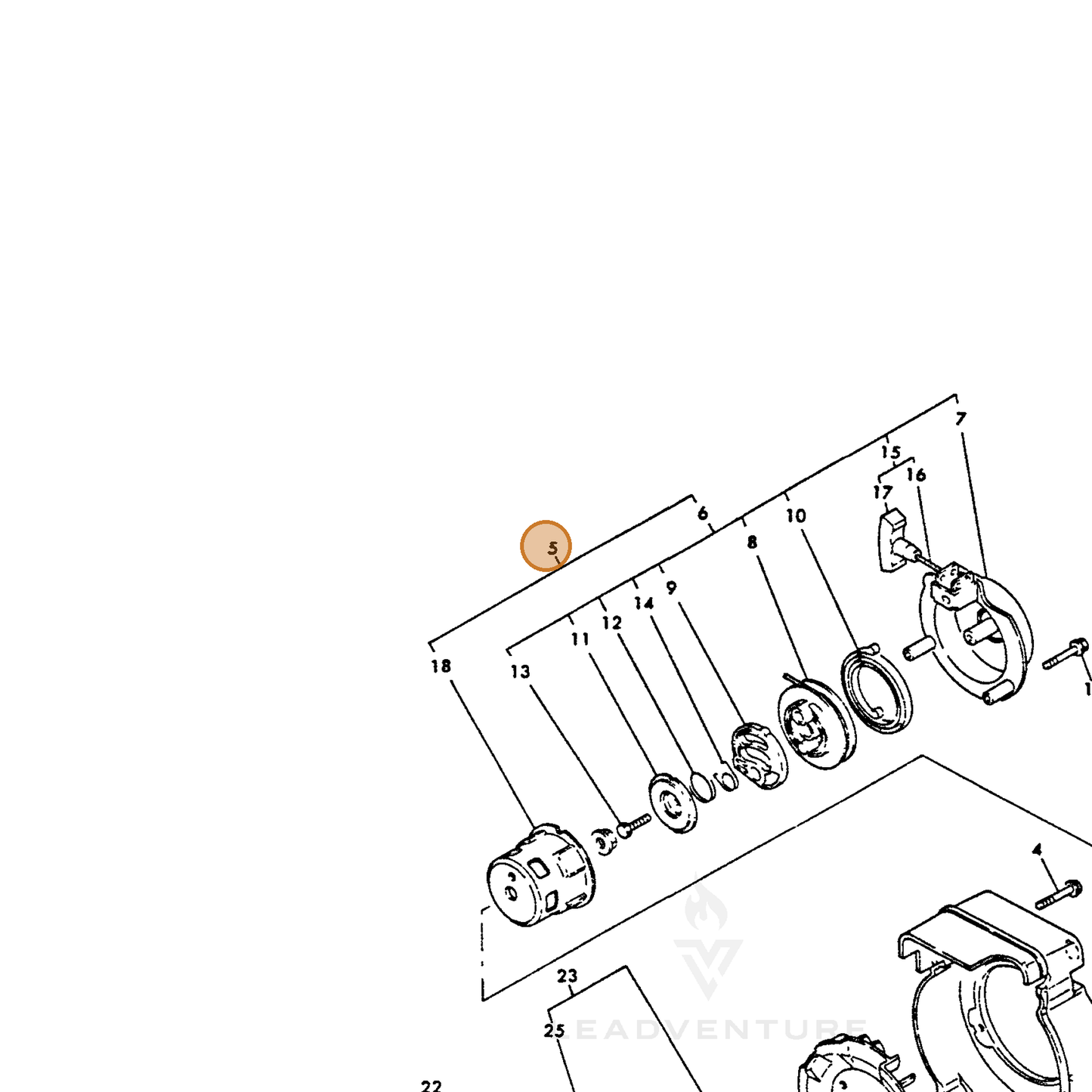 ECHO part Y16066776050 — IPL diagram snippet (6x zoom, amber highlight)