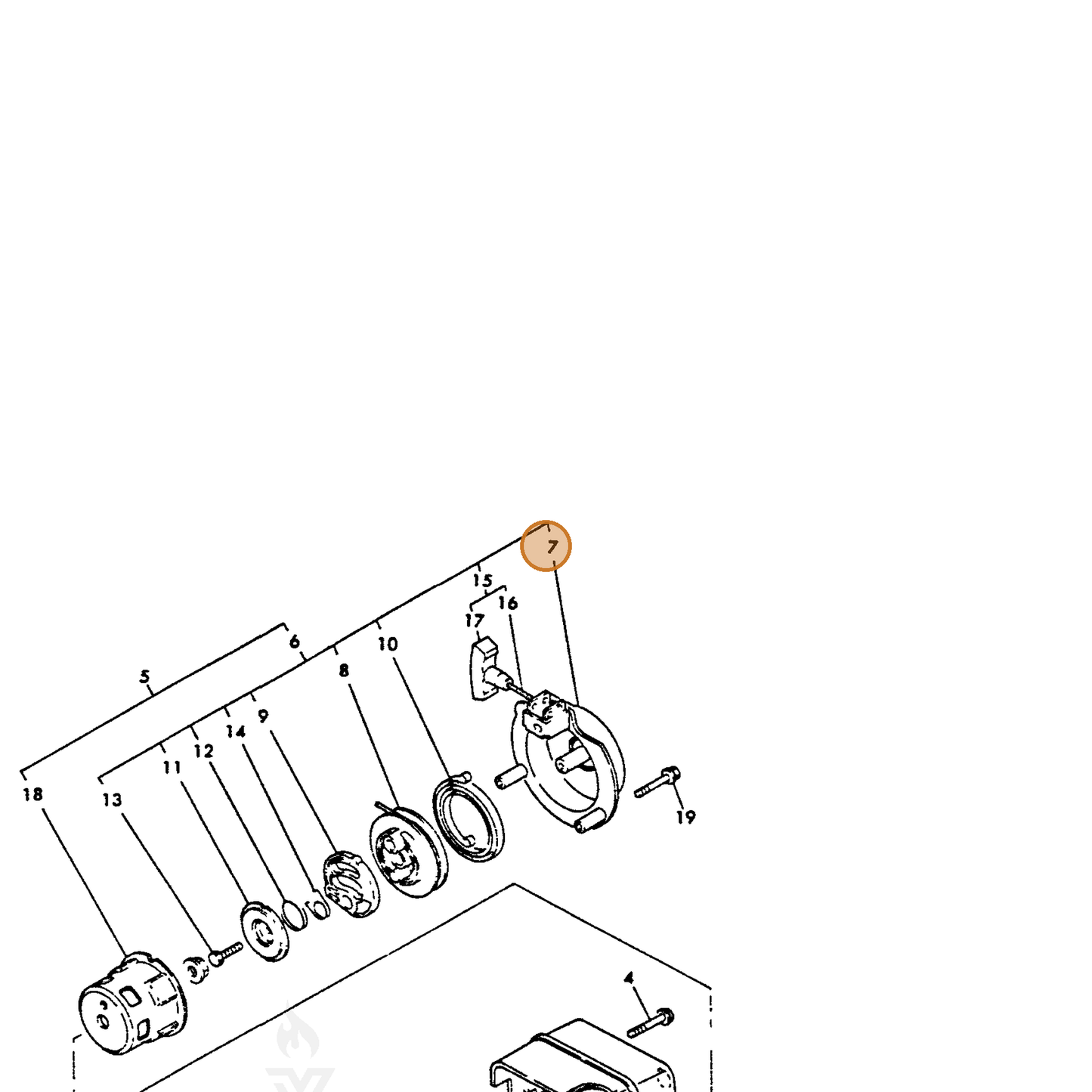 ECHO part Y16066776510 — IPL diagram snippet (6x zoom, amber highlight)
