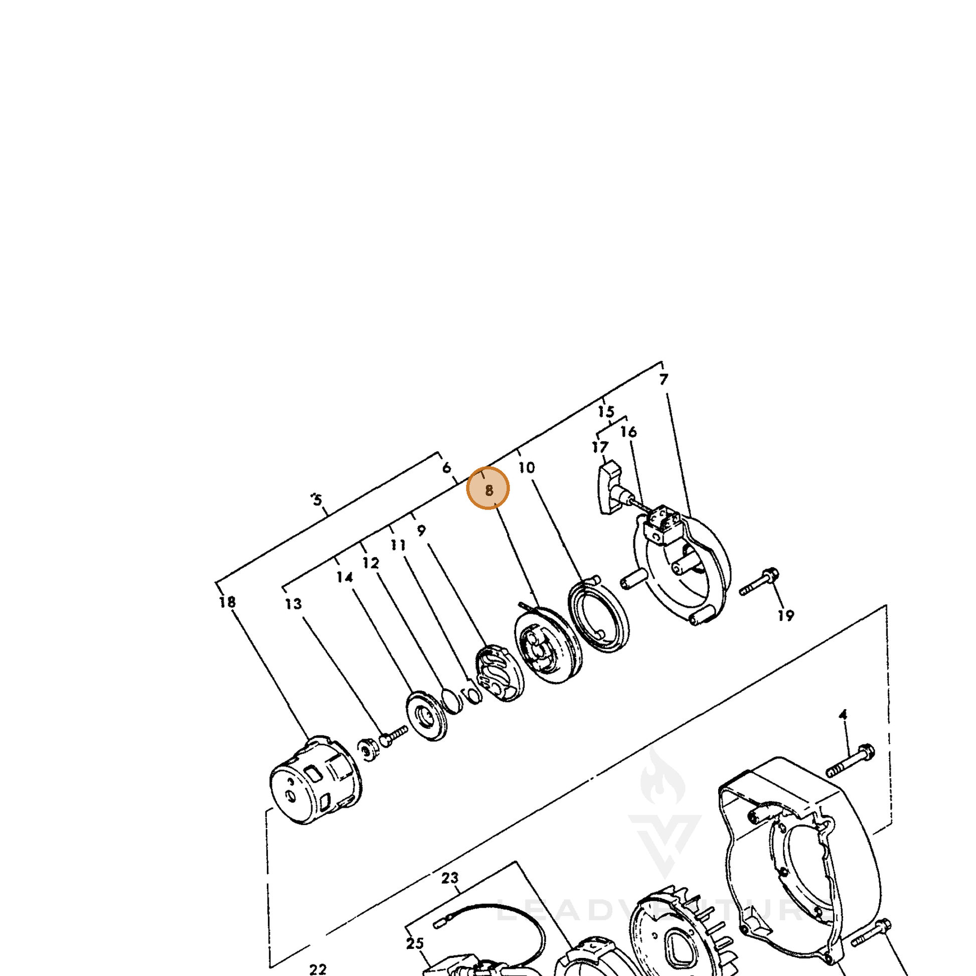 ECHO part Y16066776520 — IPL diagram snippet (6x zoom, amber highlight)