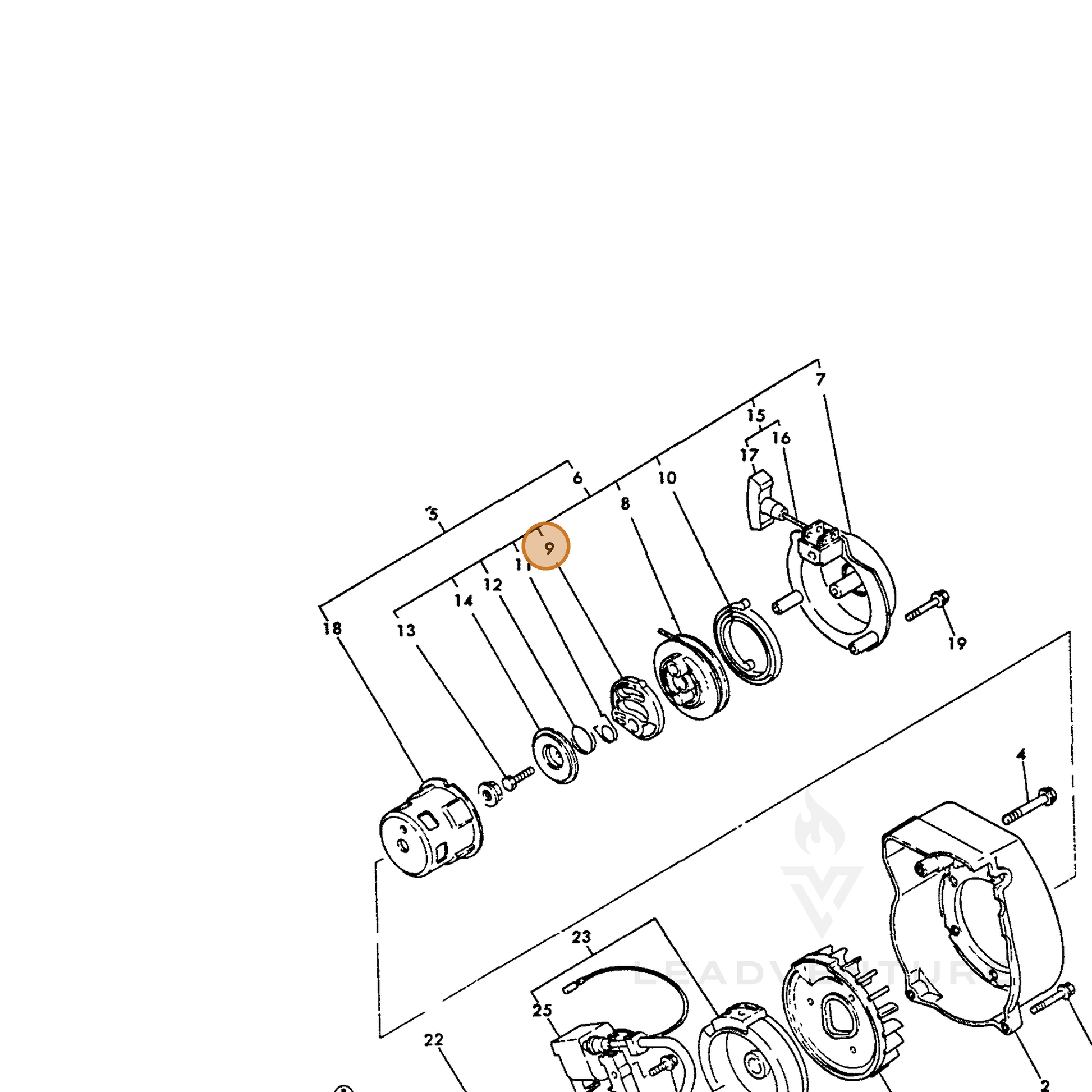 ECHO part Y16066776530 — IPL diagram snippet (6x zoom, amber highlight)