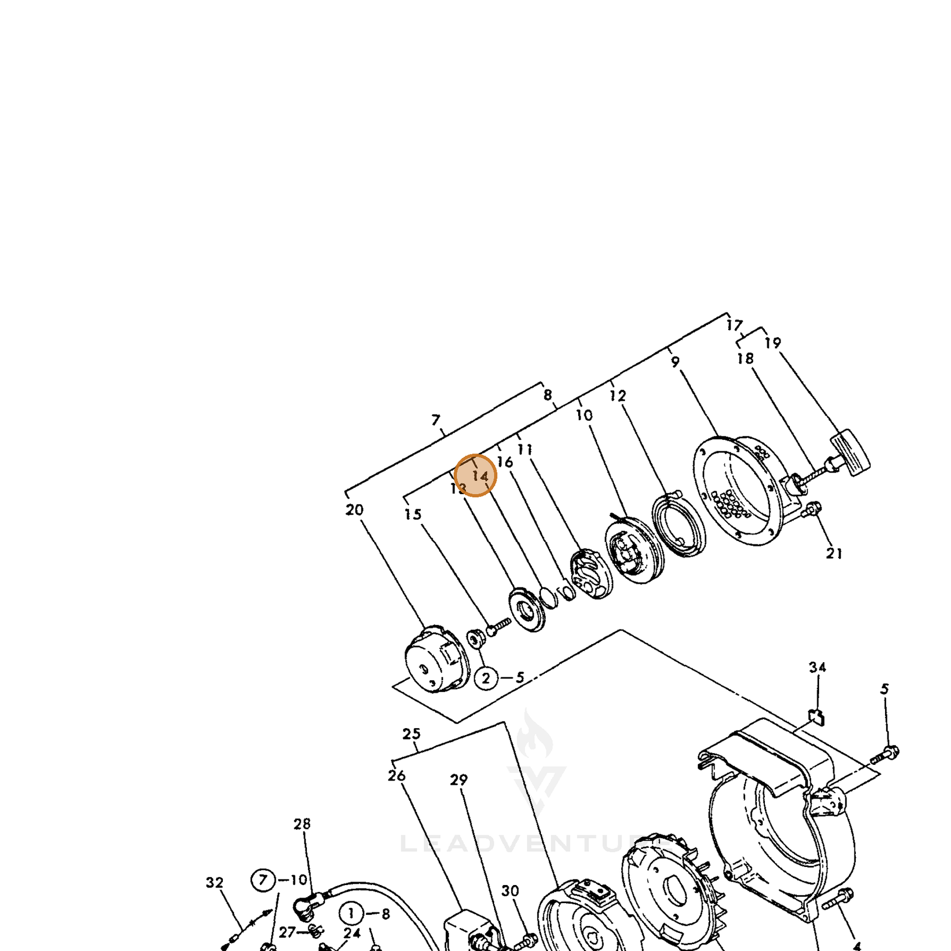 ECHO part Y16066776560 — IPL diagram snippet (6x zoom, amber highlight)