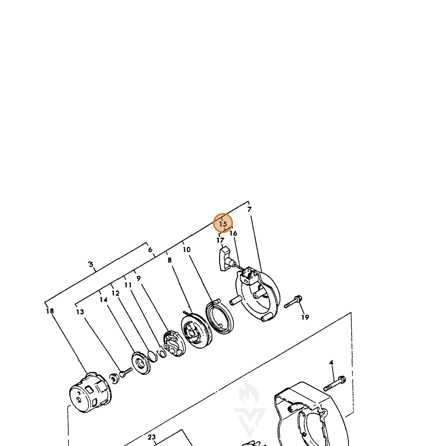 ECHO part Y16066776610 — IPL diagram snippet (6x zoom, amber highlight)