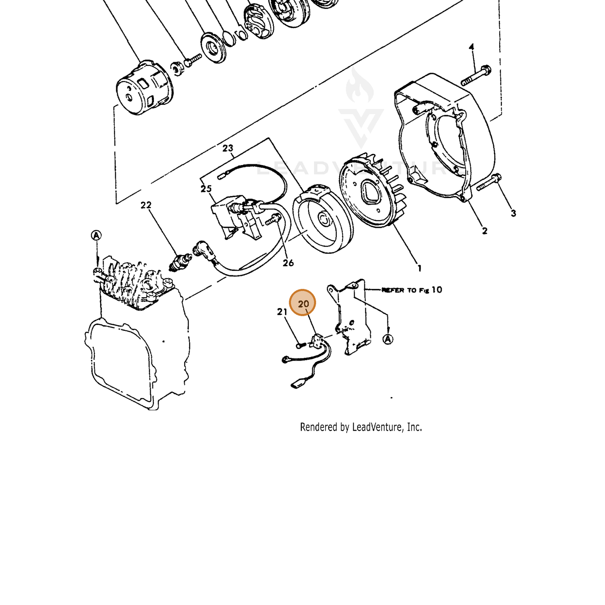 ECHO part Y16066777250 — IPL diagram snippet (6x zoom, amber highlight)